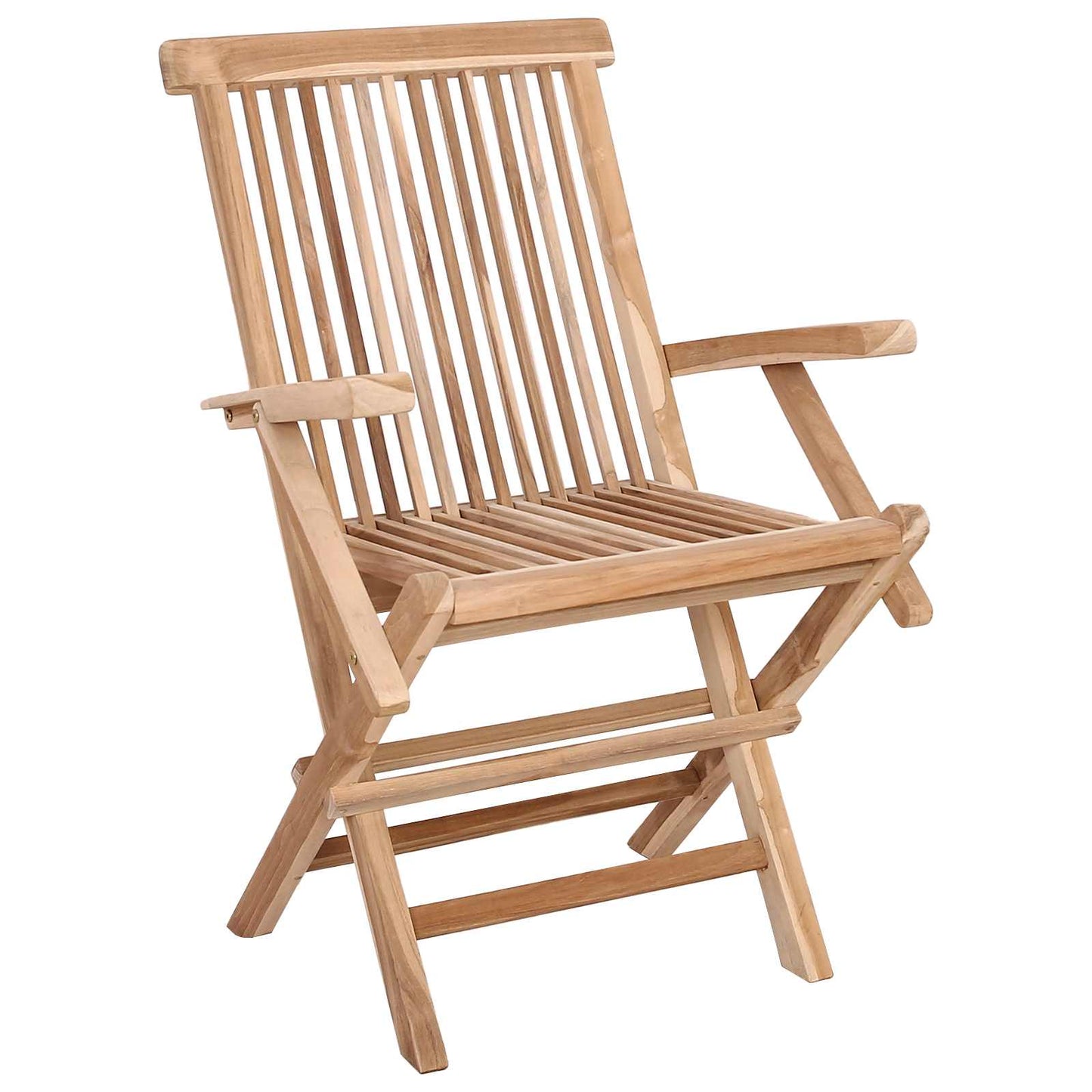Folding Garden Chair 2 pcs Natural Solid Teak Wood