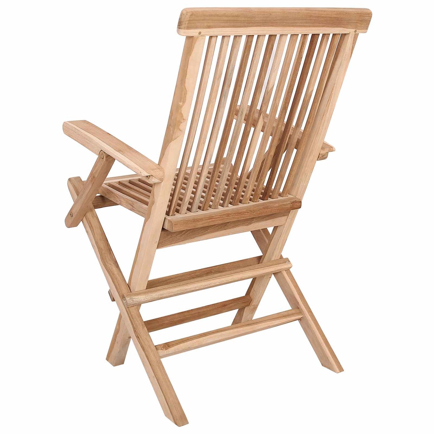 Folding Garden Chair 2 pcs Natural Solid Teak Wood