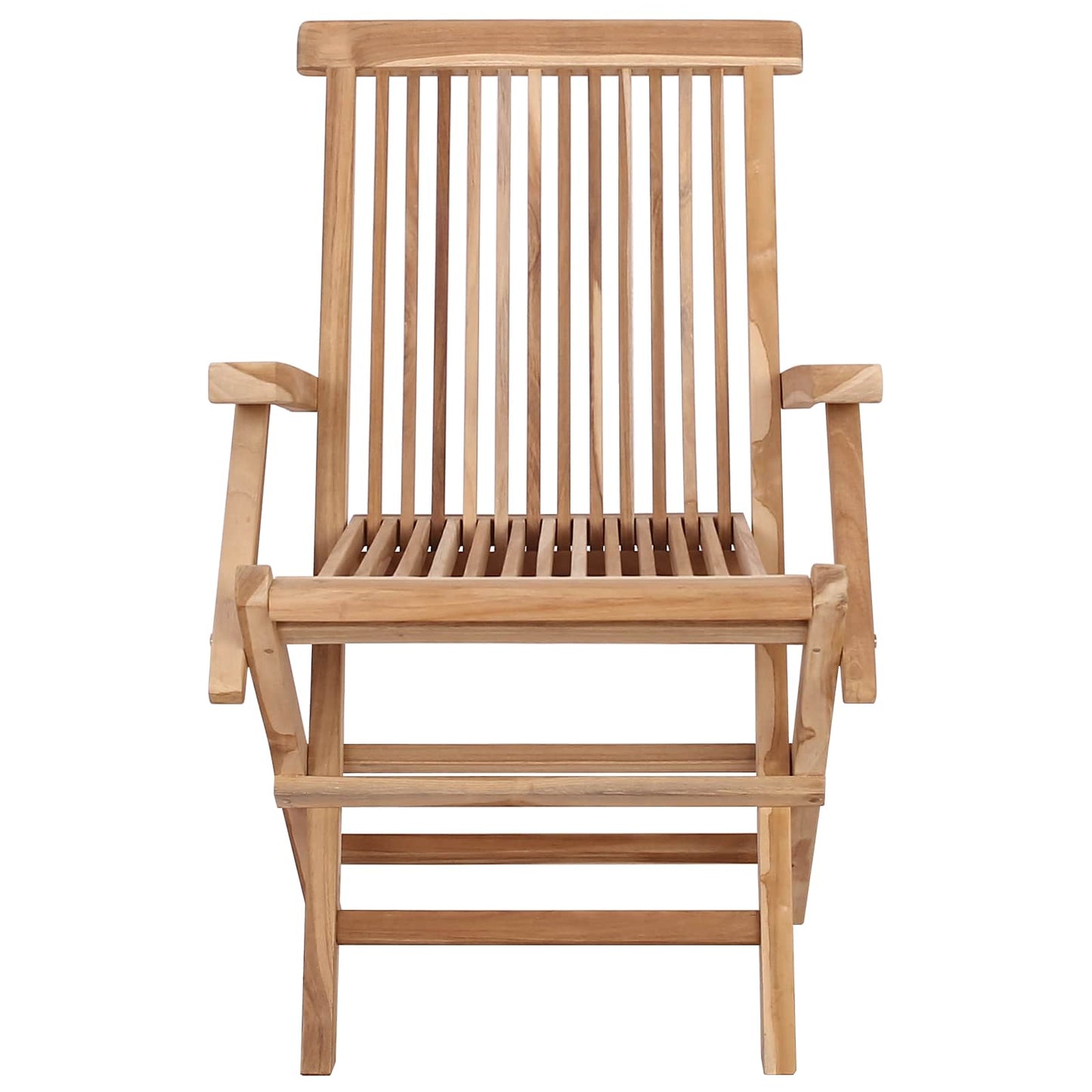 Folding Garden Chair 2 pcs Natural Solid Teak Wood
