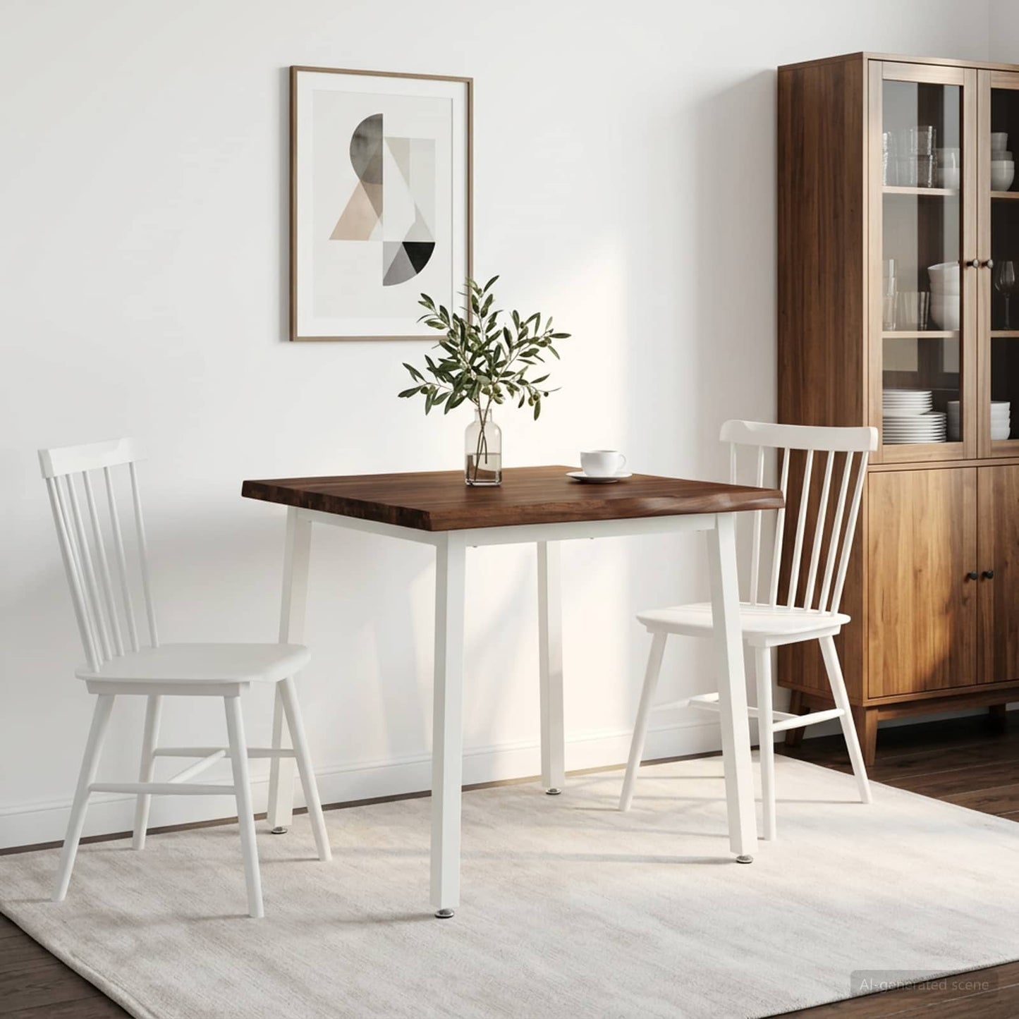 70 x 70 x 75 cm Solid Acacia Wood Dark Brown and White Square