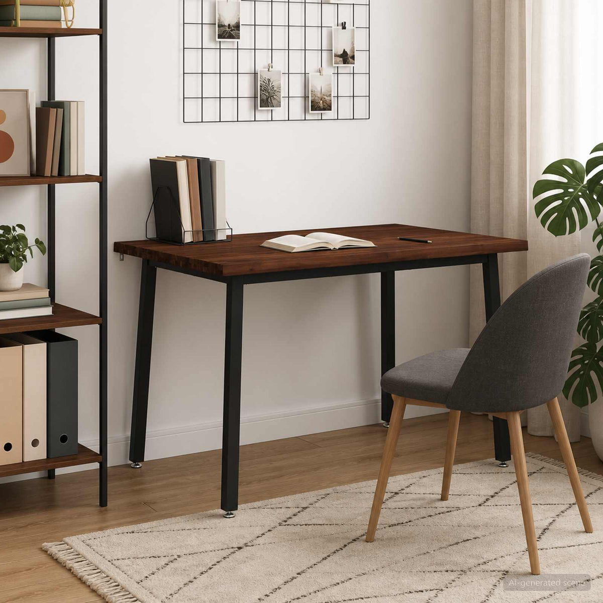 90 x 55 x 75 cm Solid Acacia Wood Dark Brown and Black