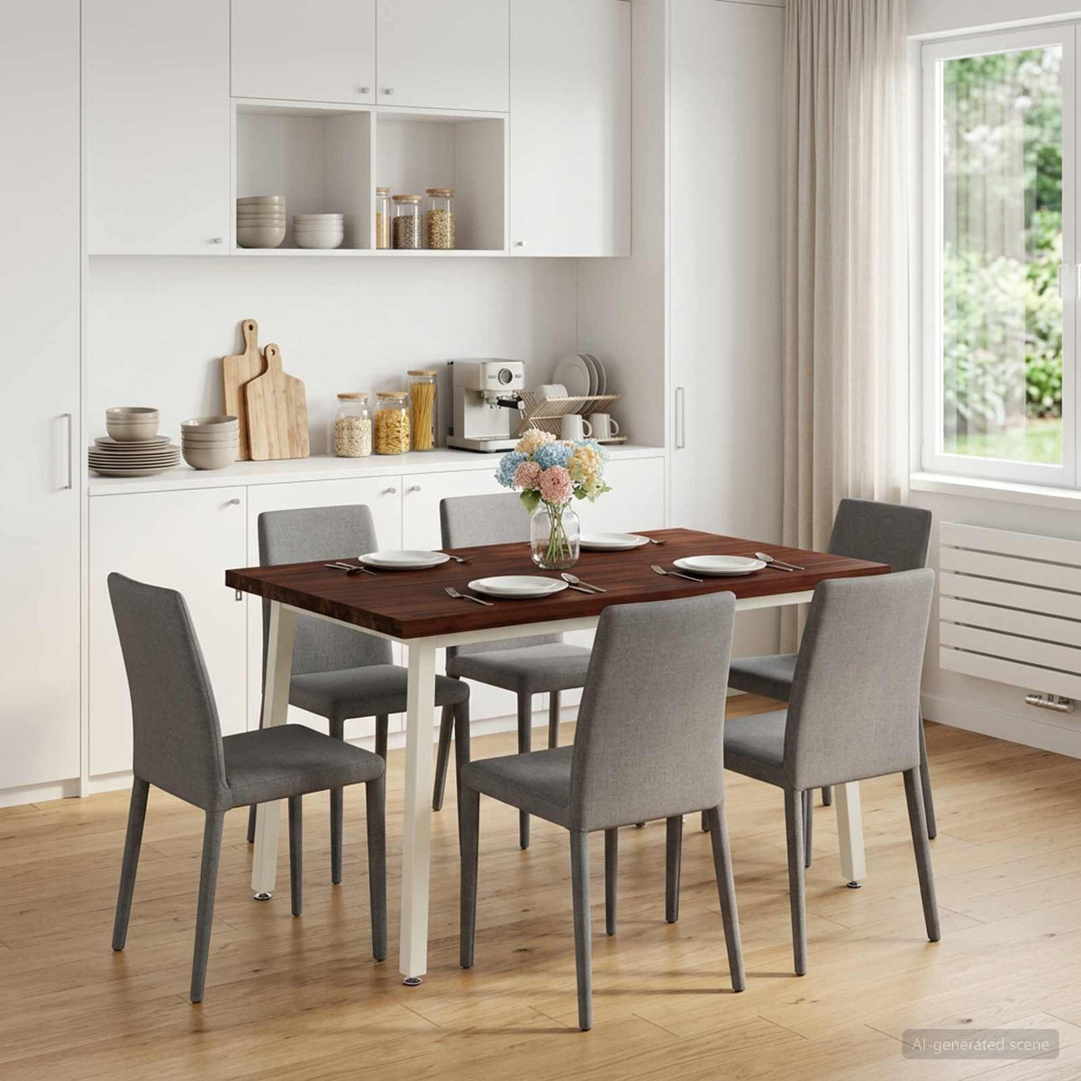90 x 55 x 75 cm Solid Acacia Wood Dark Brown and White