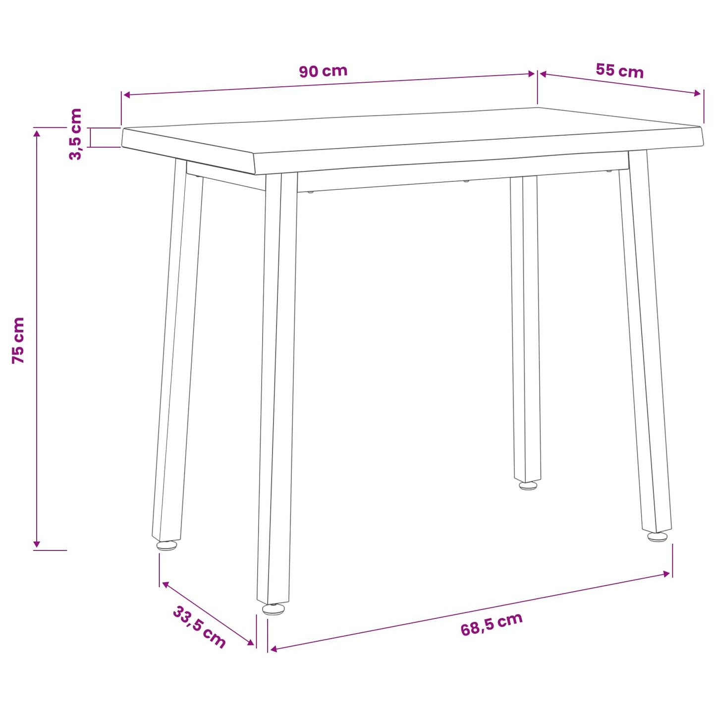 90 x 55 x 75 cm Solid Acacia Wood Natural and White Rectangular