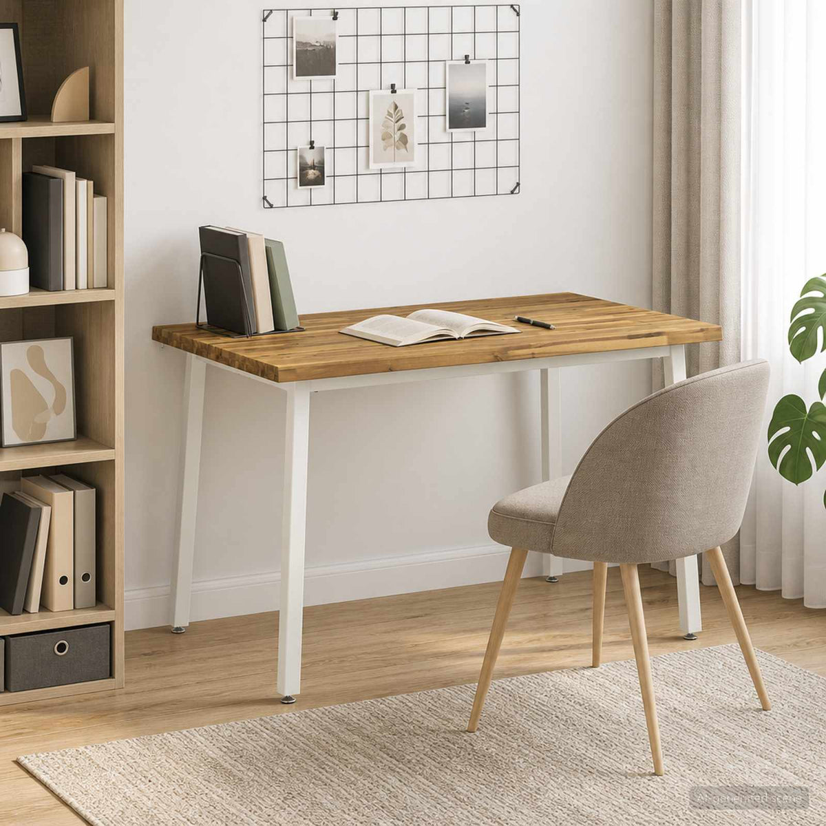 90 x 55 x 75 cm Solid Acacia Wood White Rectangular