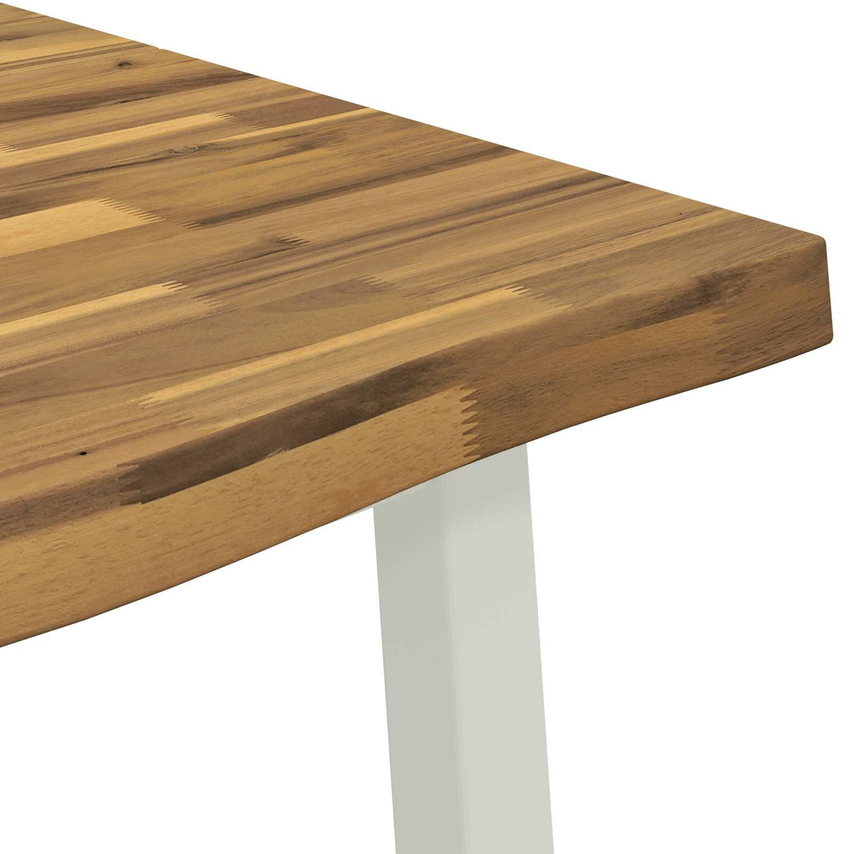 110 x 55 x 75 cm Solid Acacia Wood White Rectangular