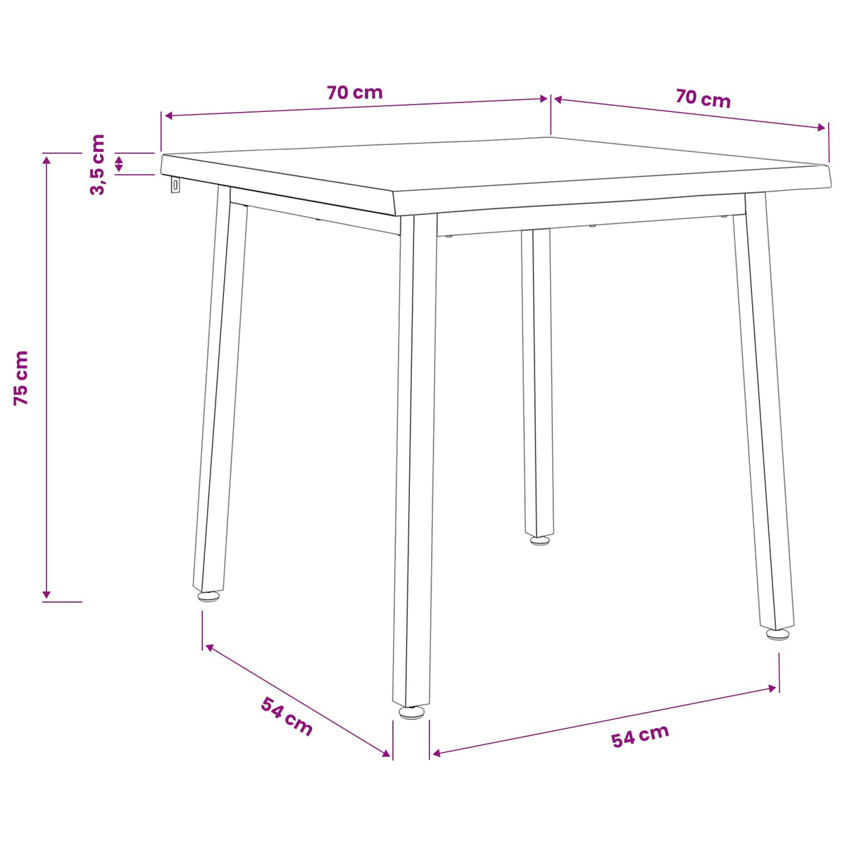 70 x 70 x 75 cm Solid Acacia Wood Natural and White Square