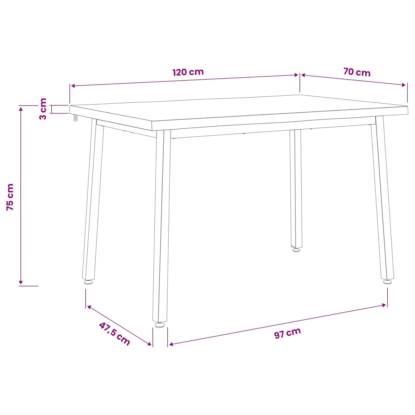 120 x 70 x 75 cm Solid Acacia Wood White and Black Rectangular