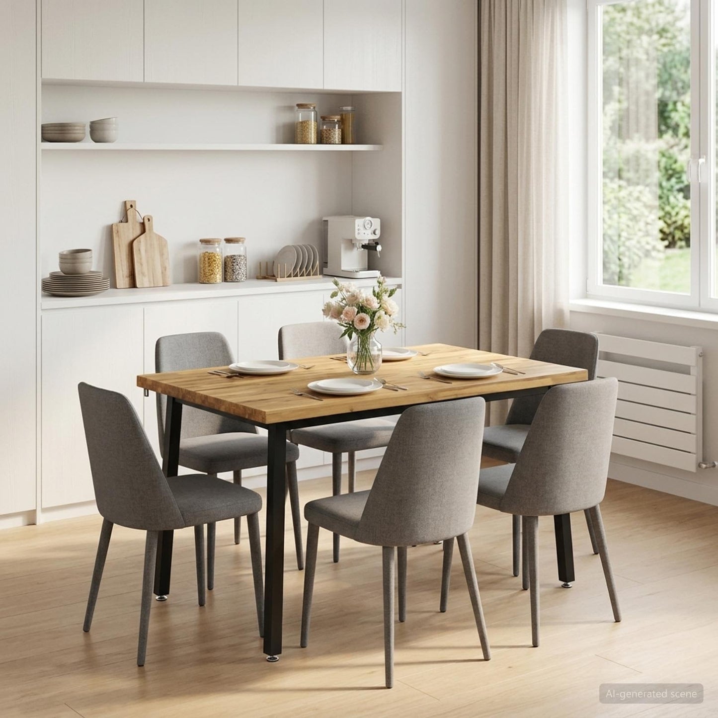 120 x 70 x 75 cm Solid Acacia Wood White and Black Rectangular