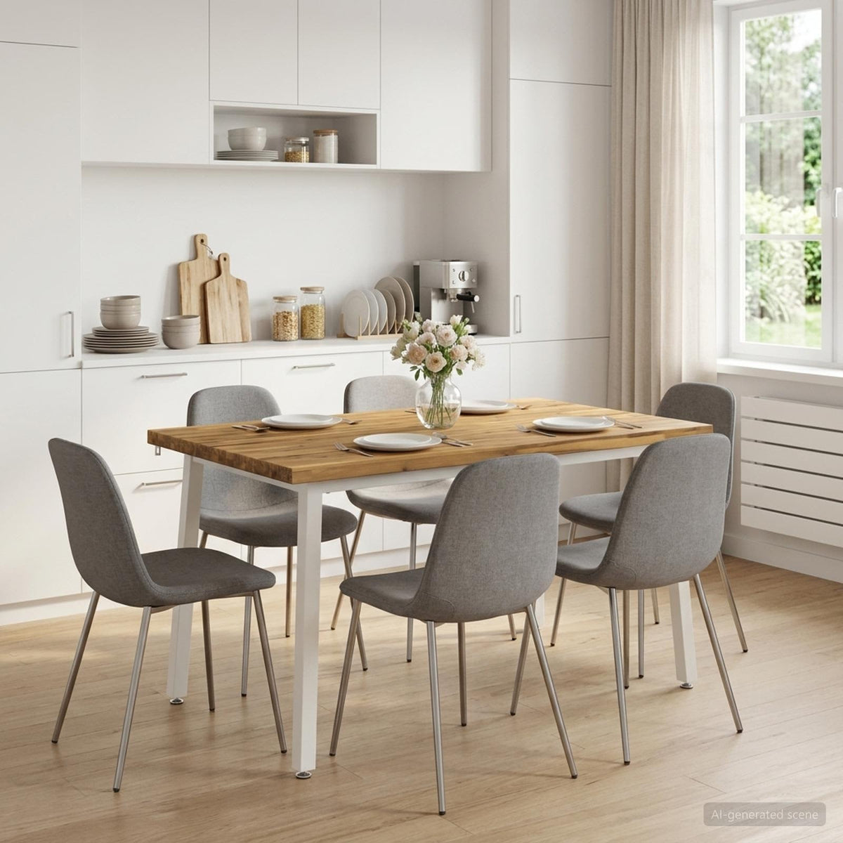 120 x 90 x 75 cm Solid Acacia Wood White Rectangular