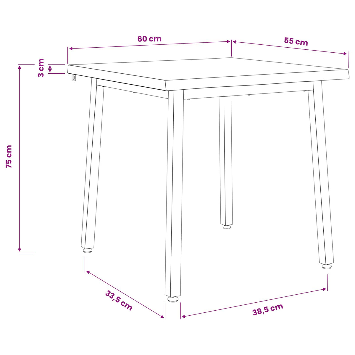 60 x 55 x 75 cm Solid Acacia Wood Dark Brown and Black