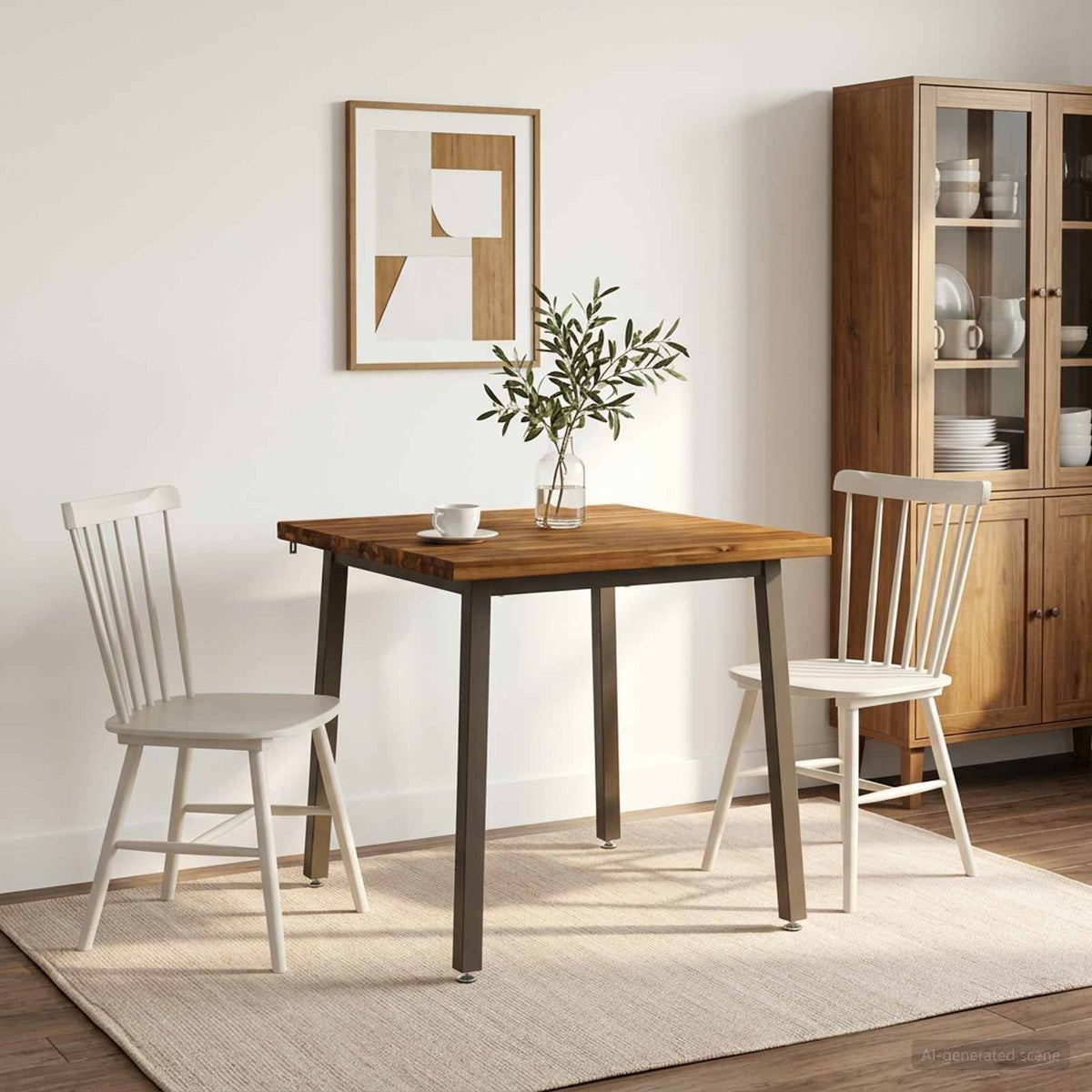80 x 80 x 75 cm Solid Acacia Wood Natural and Coffee Square