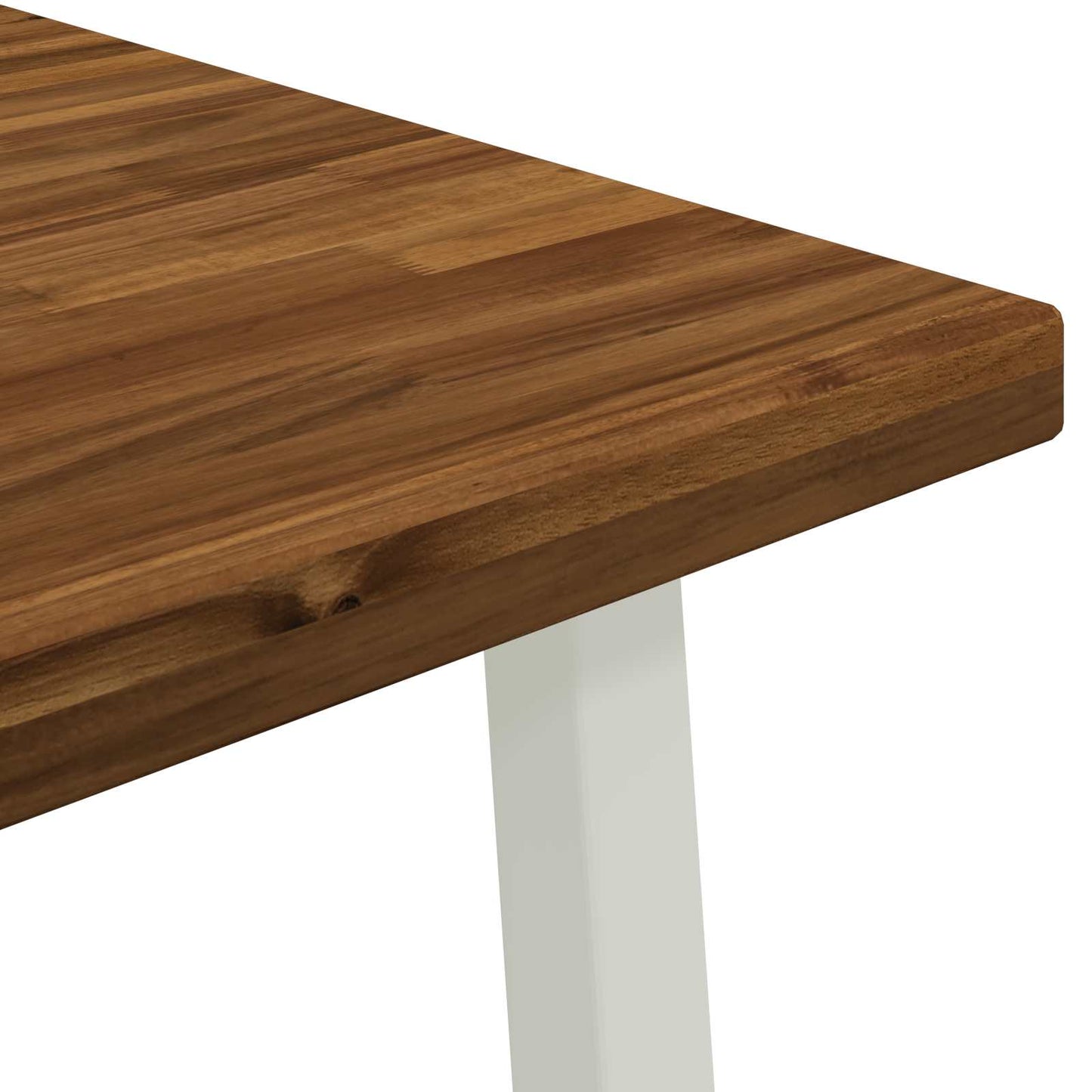 60 x 55 x 75 cm Solid Acacia Wood Natural and White Rectangular