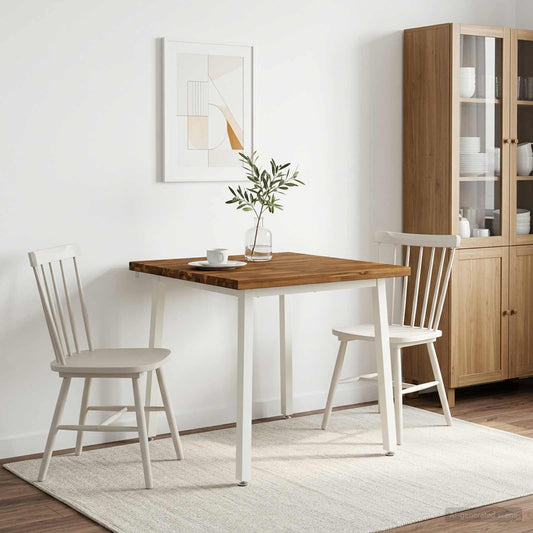 70 x 70 x 75 cm Solid Acacia Wood Natural and White Square