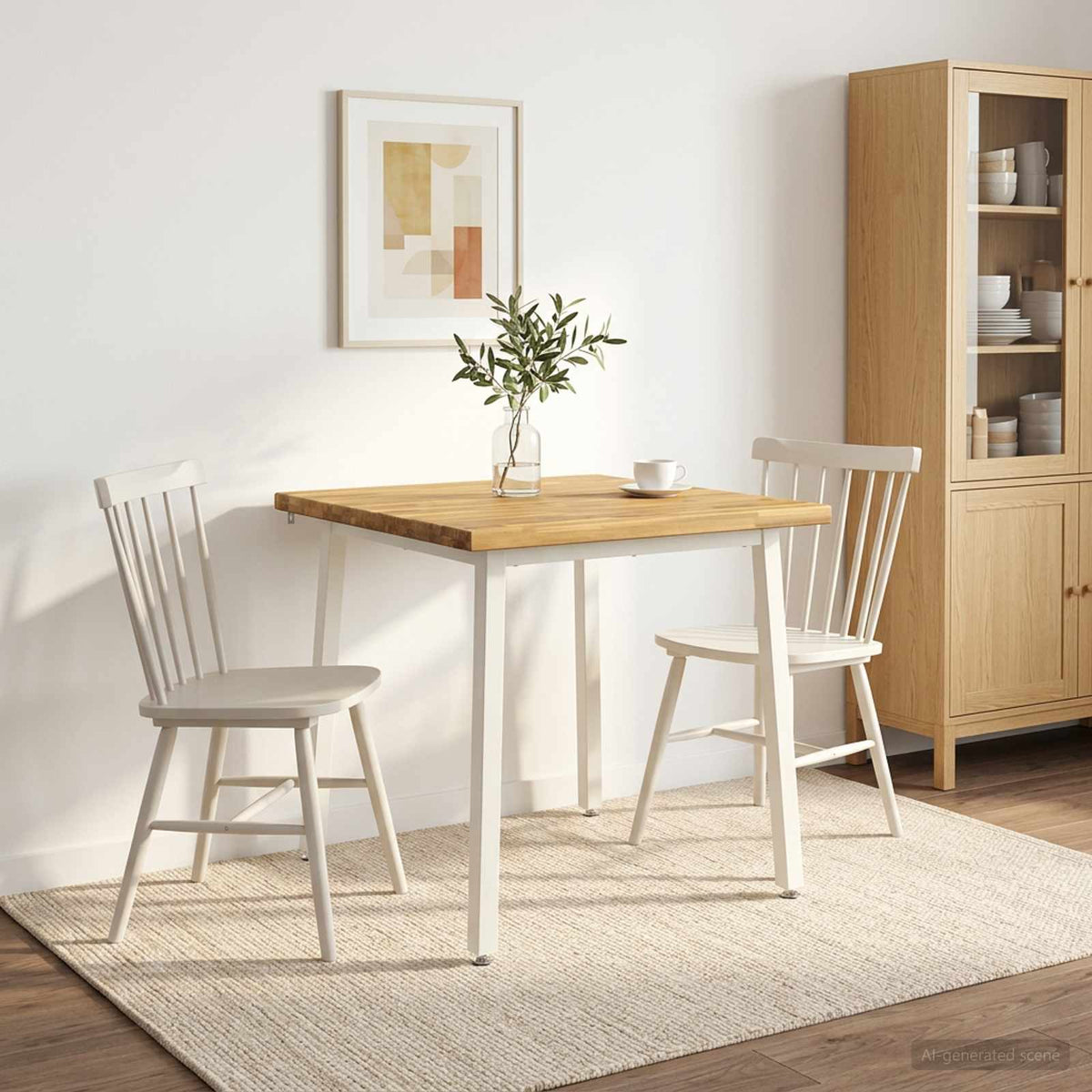60 x 55 x 75 cm Solid Acacia Wood White Rectangular