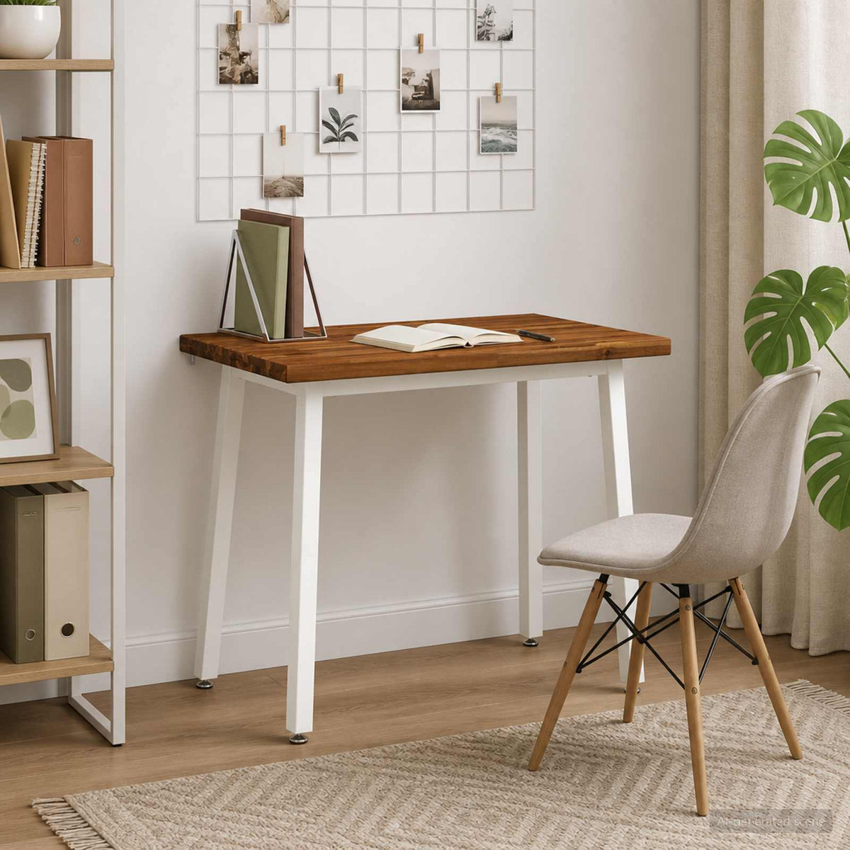 110 x 55 x 75 cm Solid Acacia Wood Natural and White