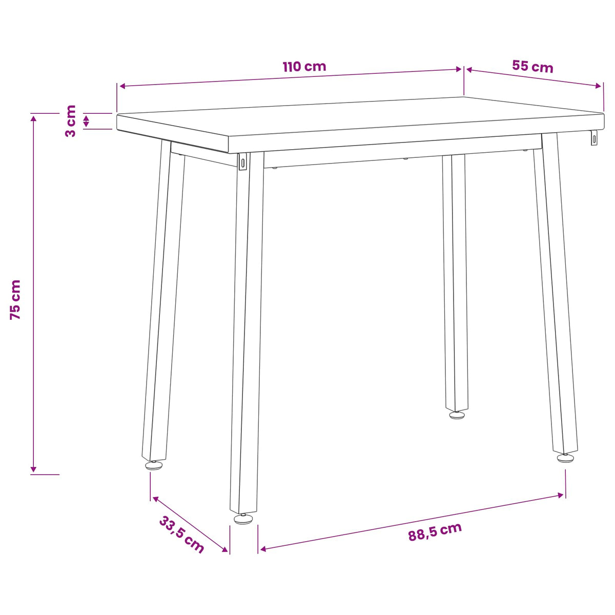 110 x 55 x 75 cm Solid Acacia Wood Natural and White