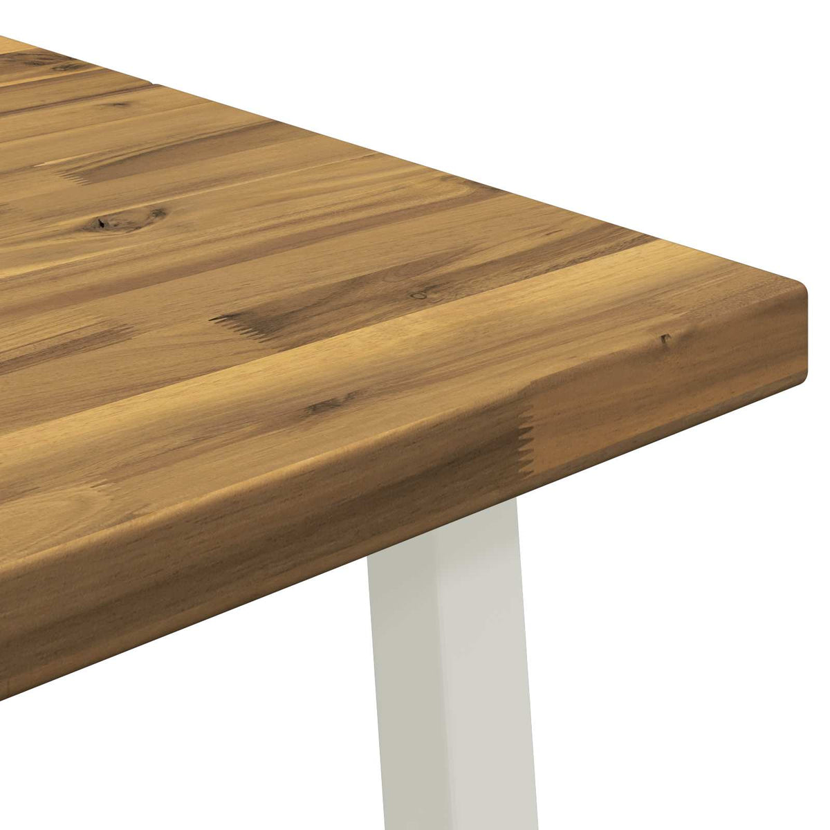 110 x 55 x 75 cm Solid Acacia Wood White Rectangular