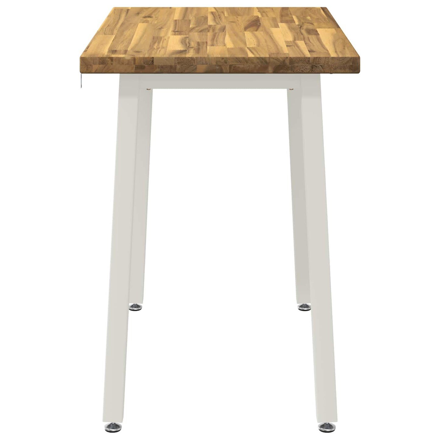 110 x 55 x 75 cm Solid Acacia Wood White Rectangular