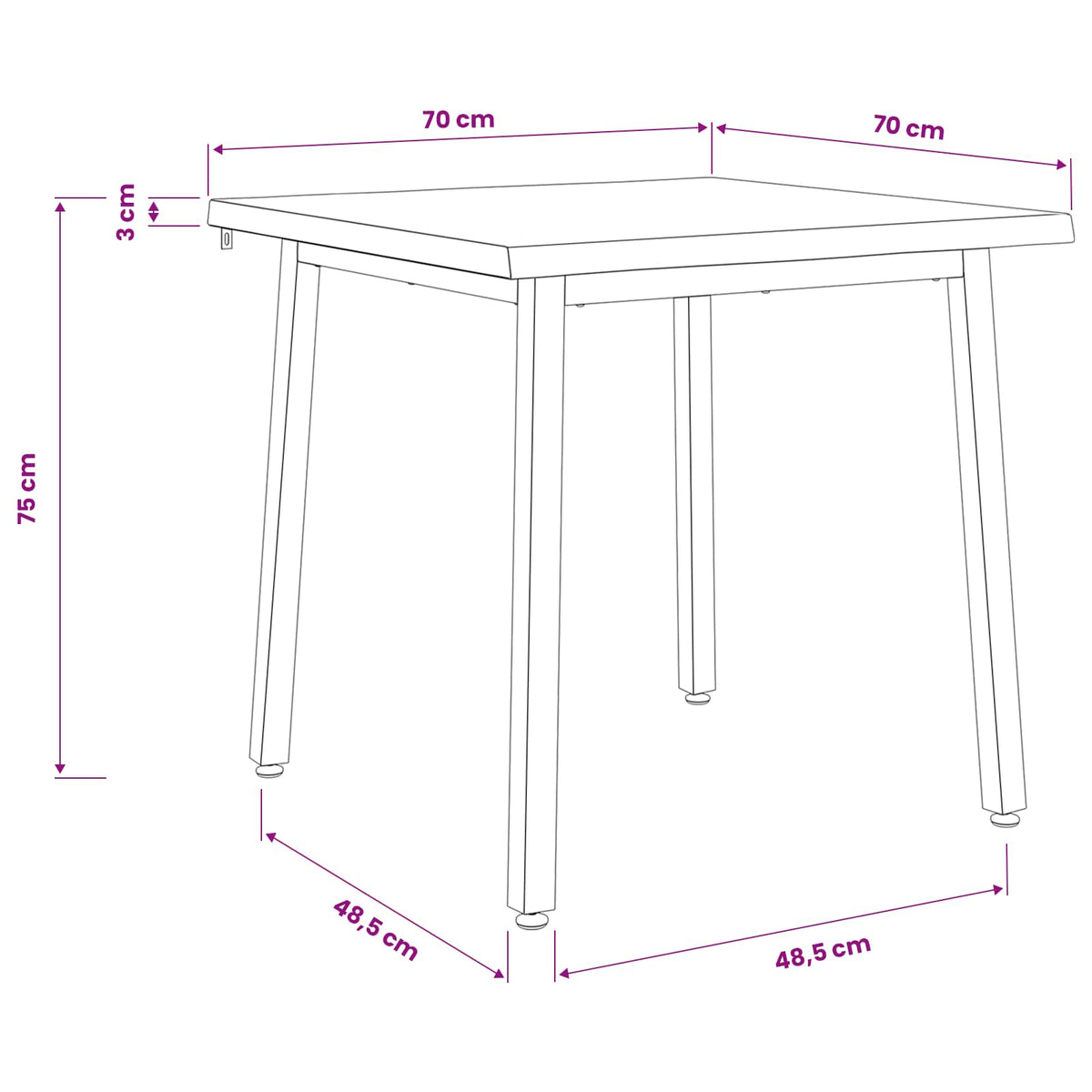 70 x 70 x 75 cm Solid Acacia Wood Natural and White Square