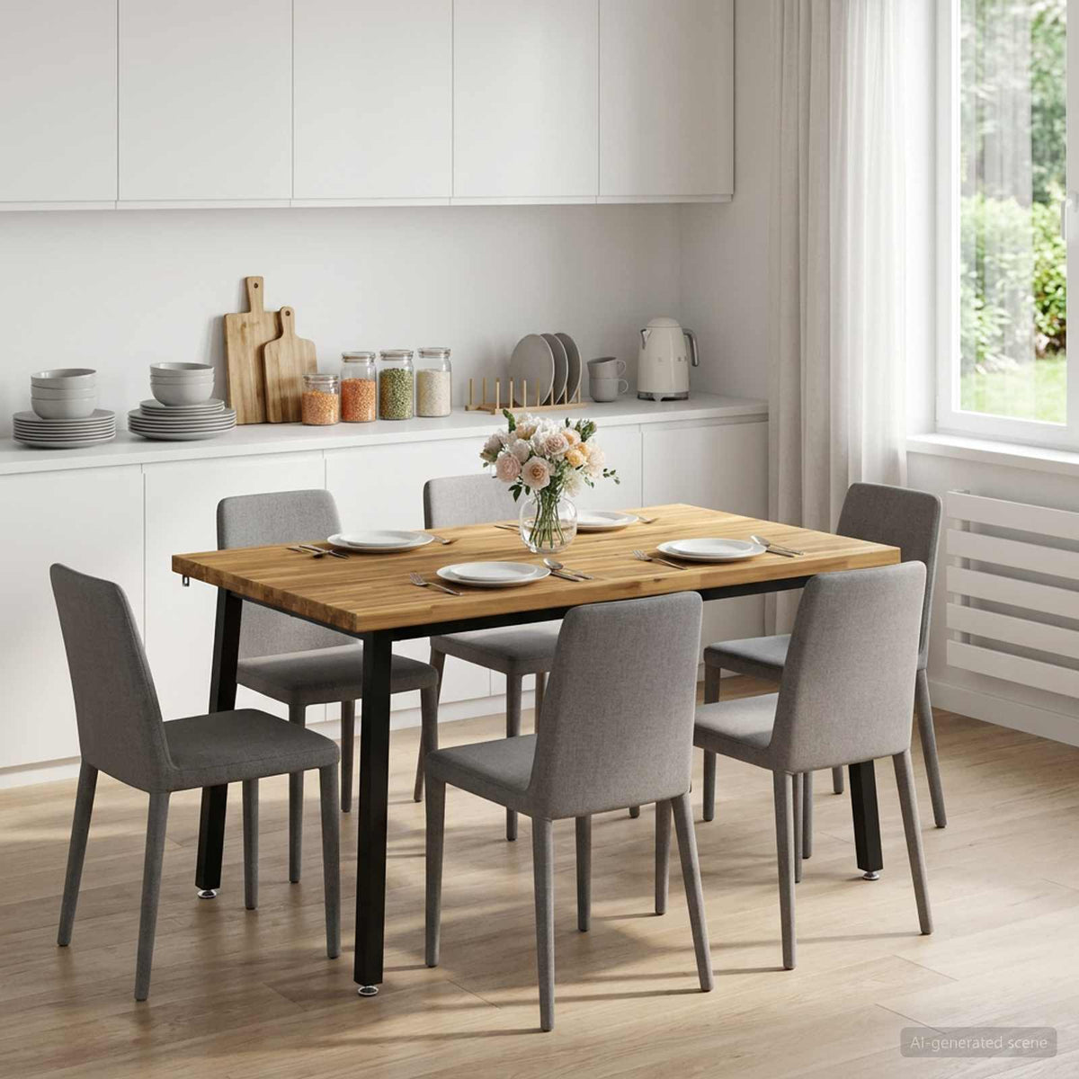 120 x 80 x 75 cm Solid Acacia Wood White and Black Rectangular