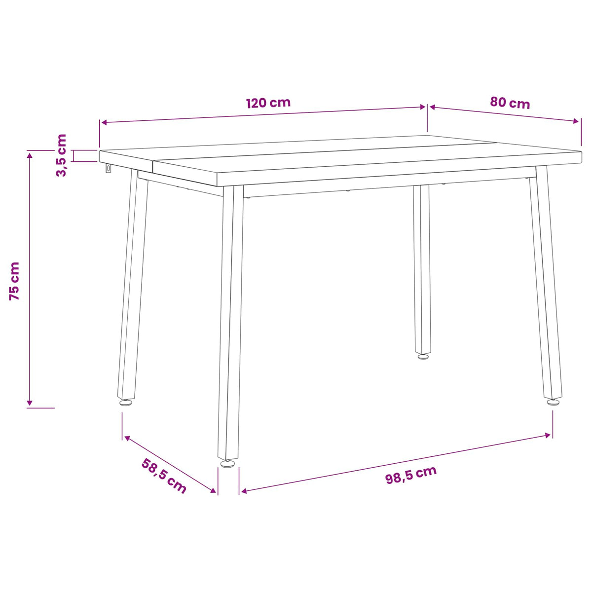 120 x 80 x 75 cm Solid Acacia Wood White and Black Rectangular