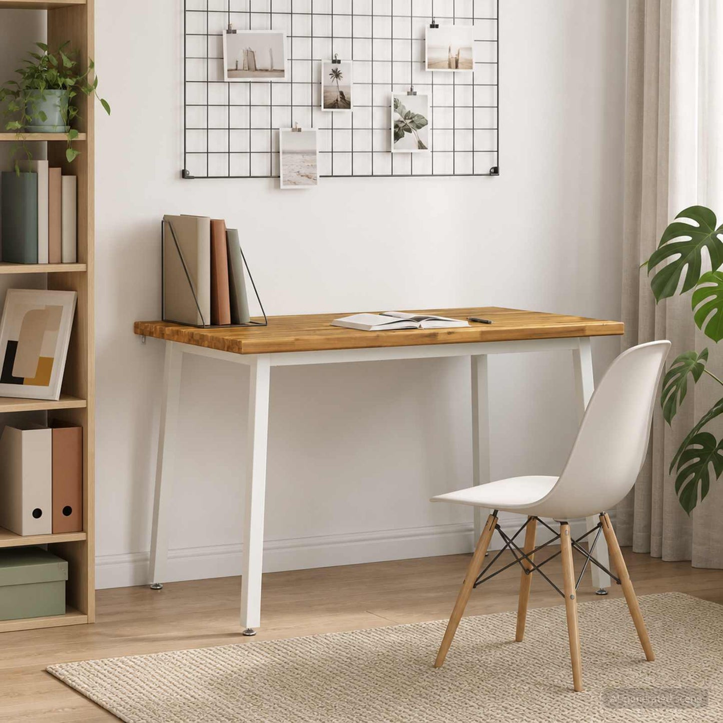 120 x 80 x 75 cm Solid Acacia Wood White Rectangular