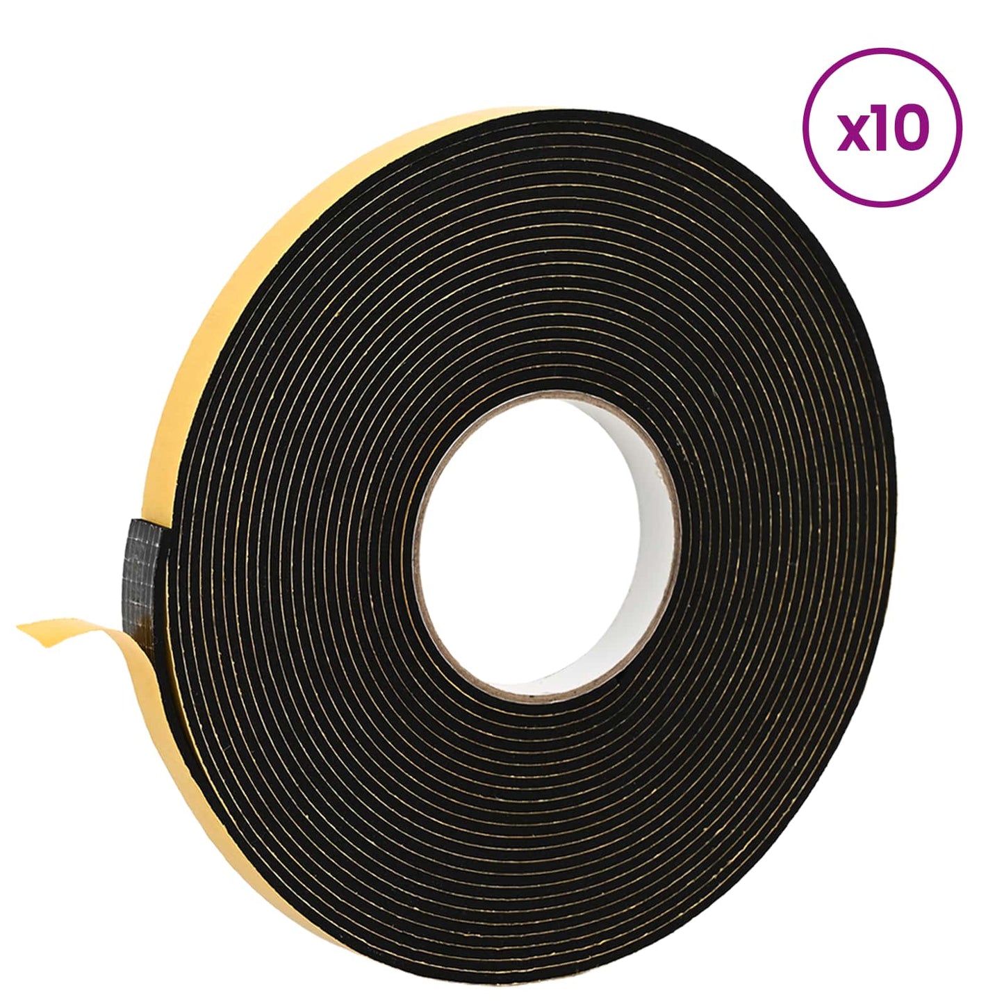 Self-adhesive Foam Tape 10 pcs Black 10mm x 10m CR Foam