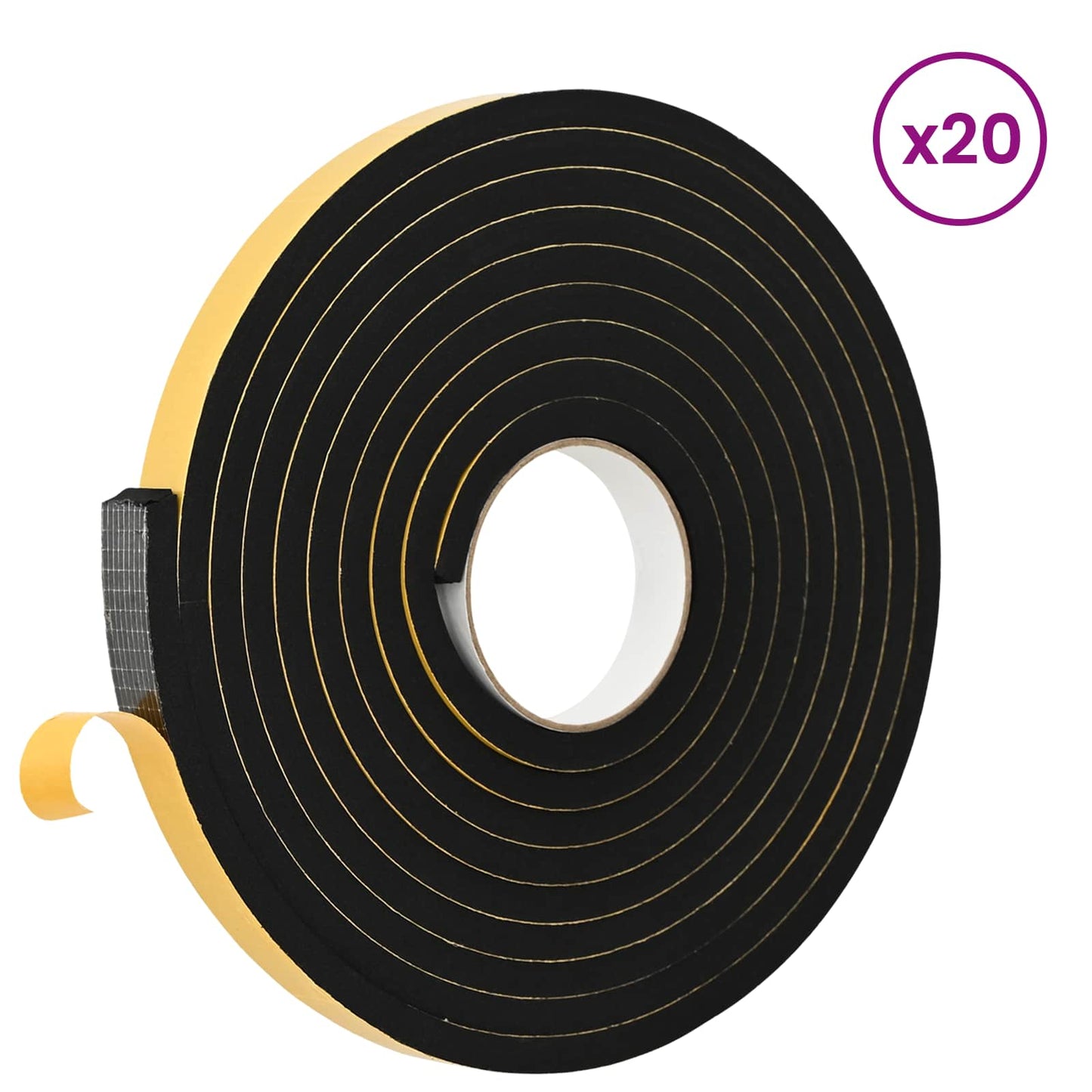 Self-adhesive Foam Tape 20 pcs Black 20mm x 5m CR Foam