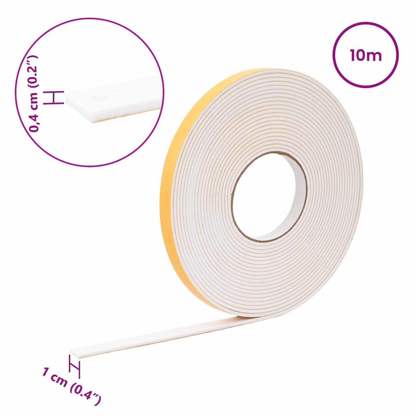 Self-adhesive Foam Tape 10 pcs White 10mm x 10m CR Foam