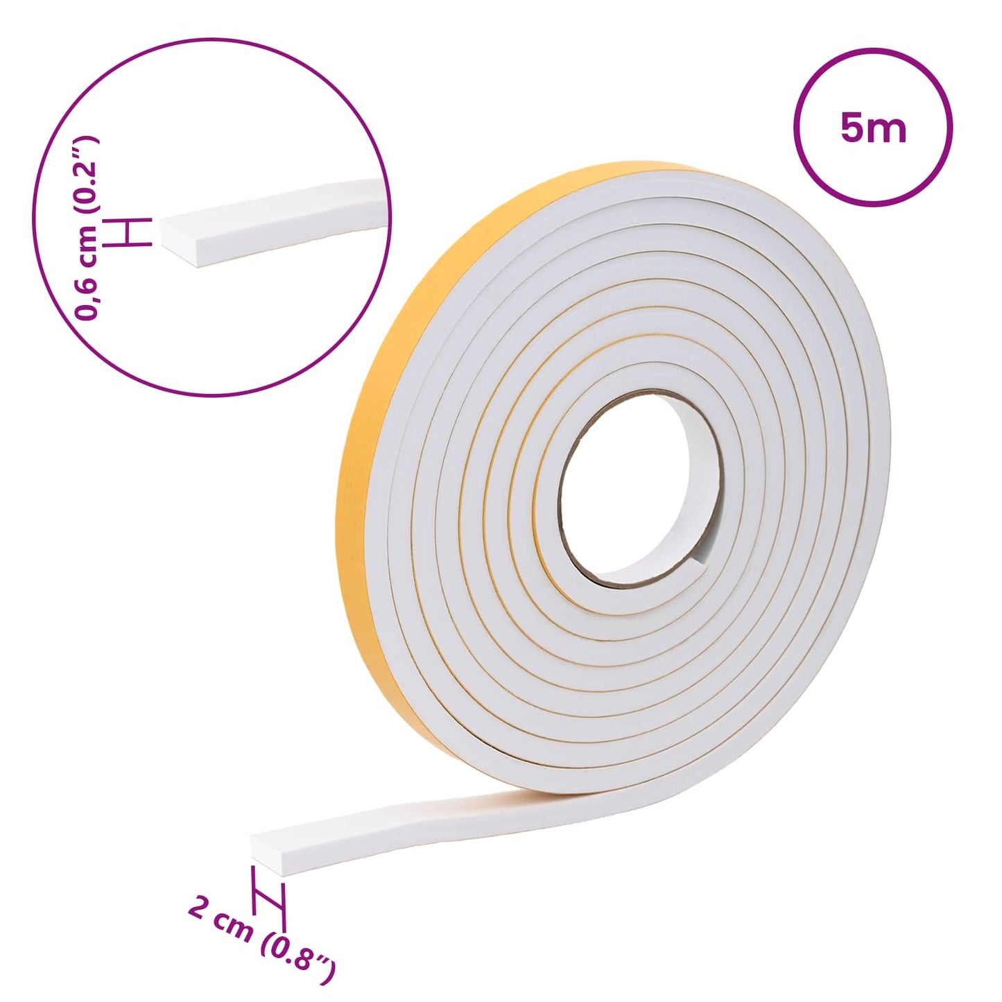 Self-adhesive Foam Tape 20 pcs White 20mm x 5m CR Foam