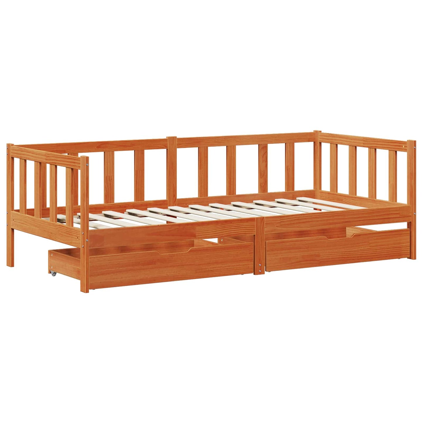Daybed with Headboard 3 pcs Wax Brown Solid Pine Wood