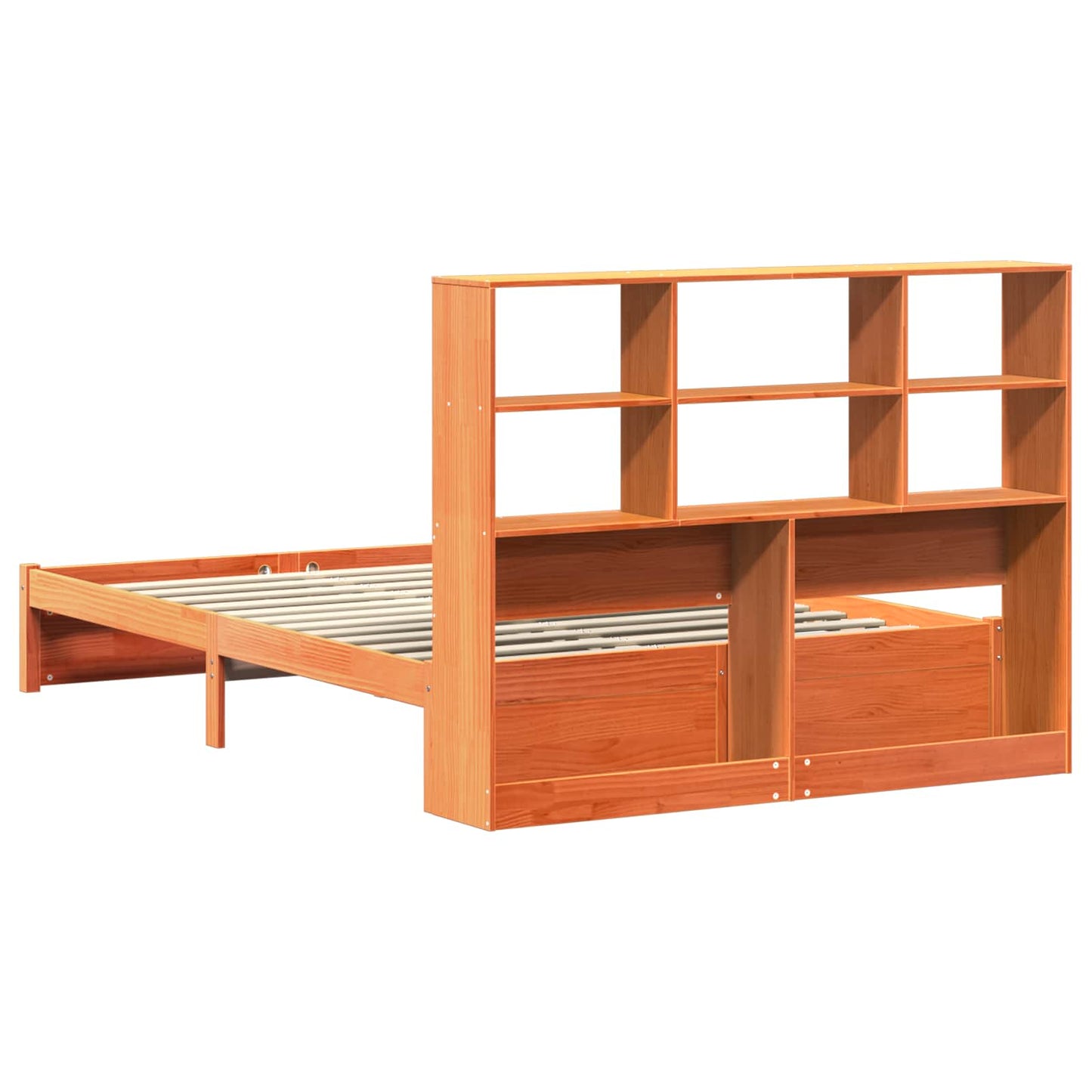 Bed Frame with Storage Headboard Wax Brown 150 x 200 cm
