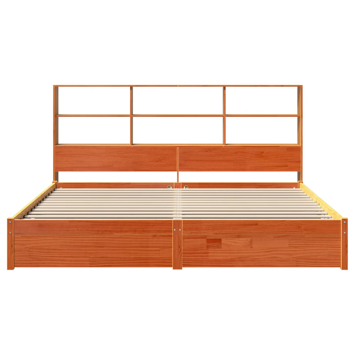 Bed Frame with Storage Headboard Wax Brown 200 x 200 cm