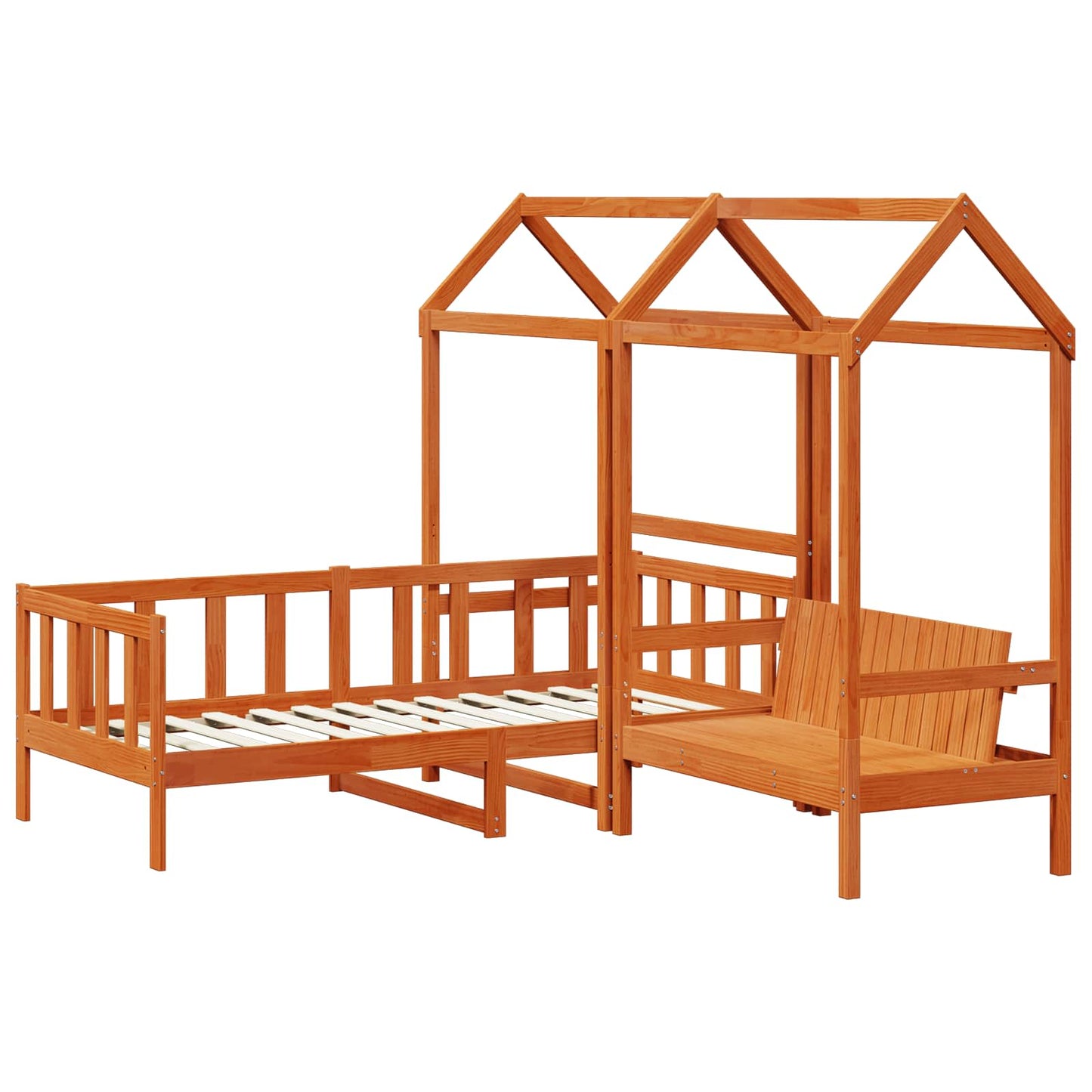 Day Bed Set Wax Brown 90 x 200 cm Solid Pine Wood