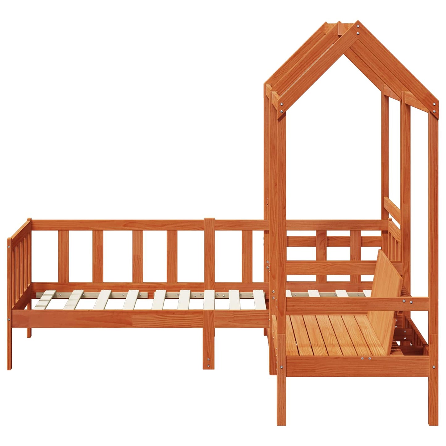 Day Bed Set Wax Brown 90 x 200 cm Solid Pine Wood