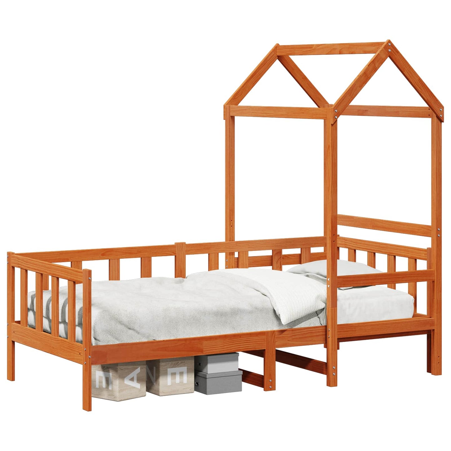Day Bed Set 2 pcs Wax Brown Solid Pine Wood
