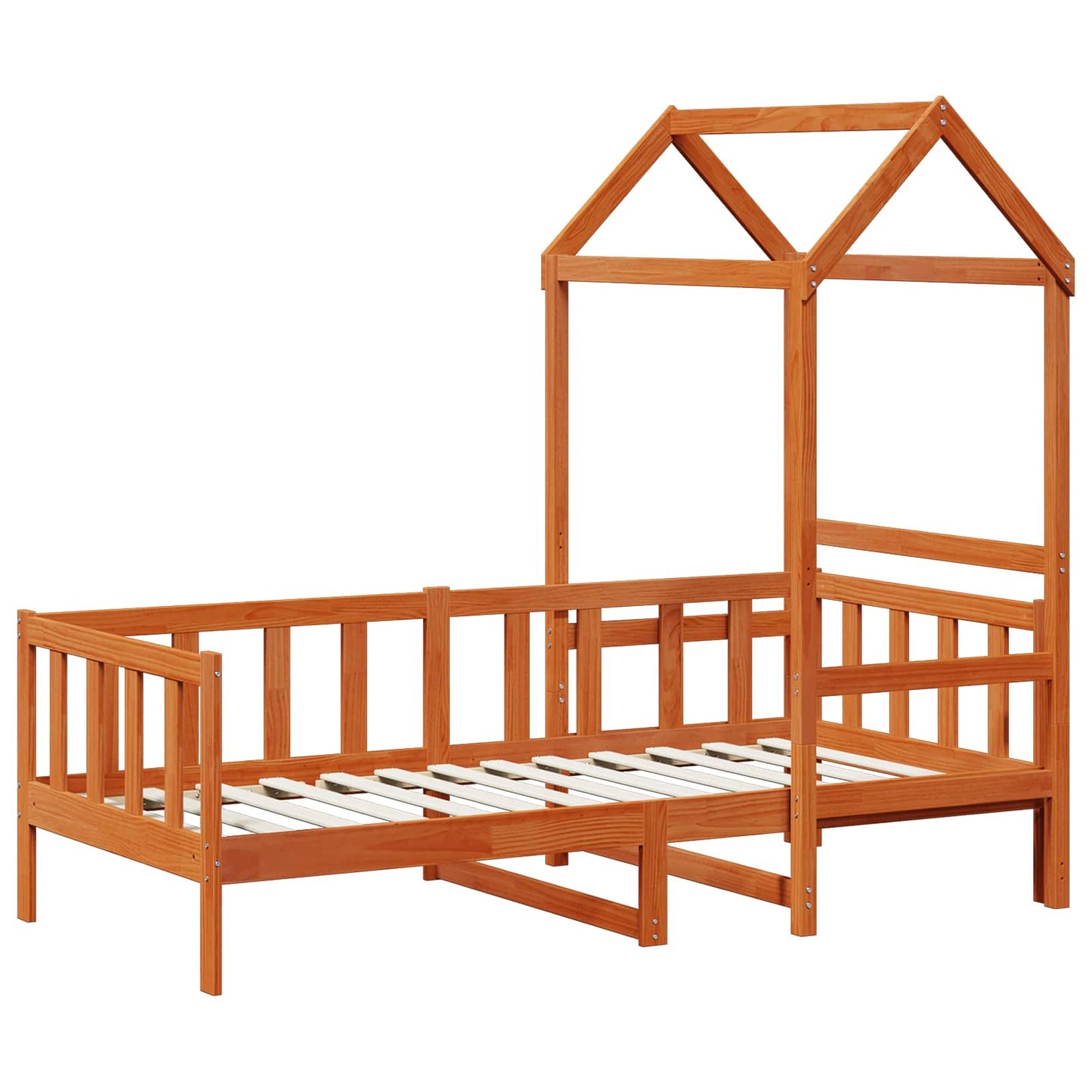 Day Bed Set 2 pcs Wax Brown Solid Pine Wood