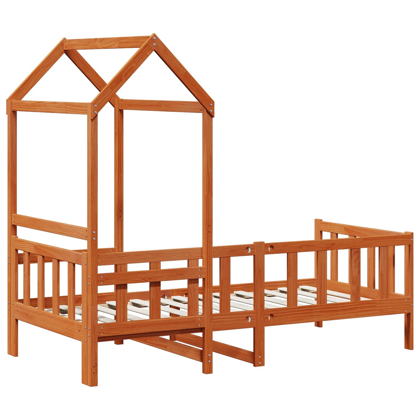 Day Bed Set 2 pcs Wax Brown Solid Pine Wood