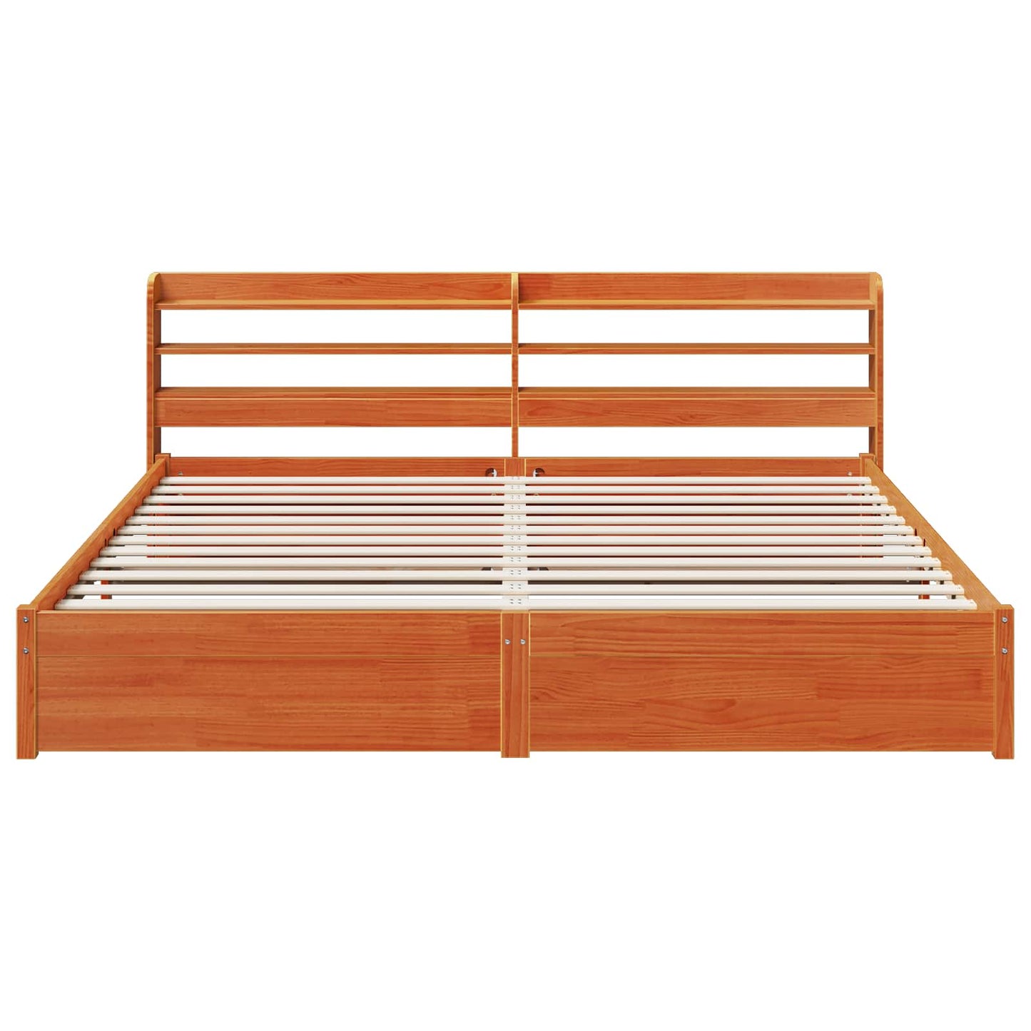Bed Frame with Headboard 2 pcs Wax Brown Solid Pine Wood