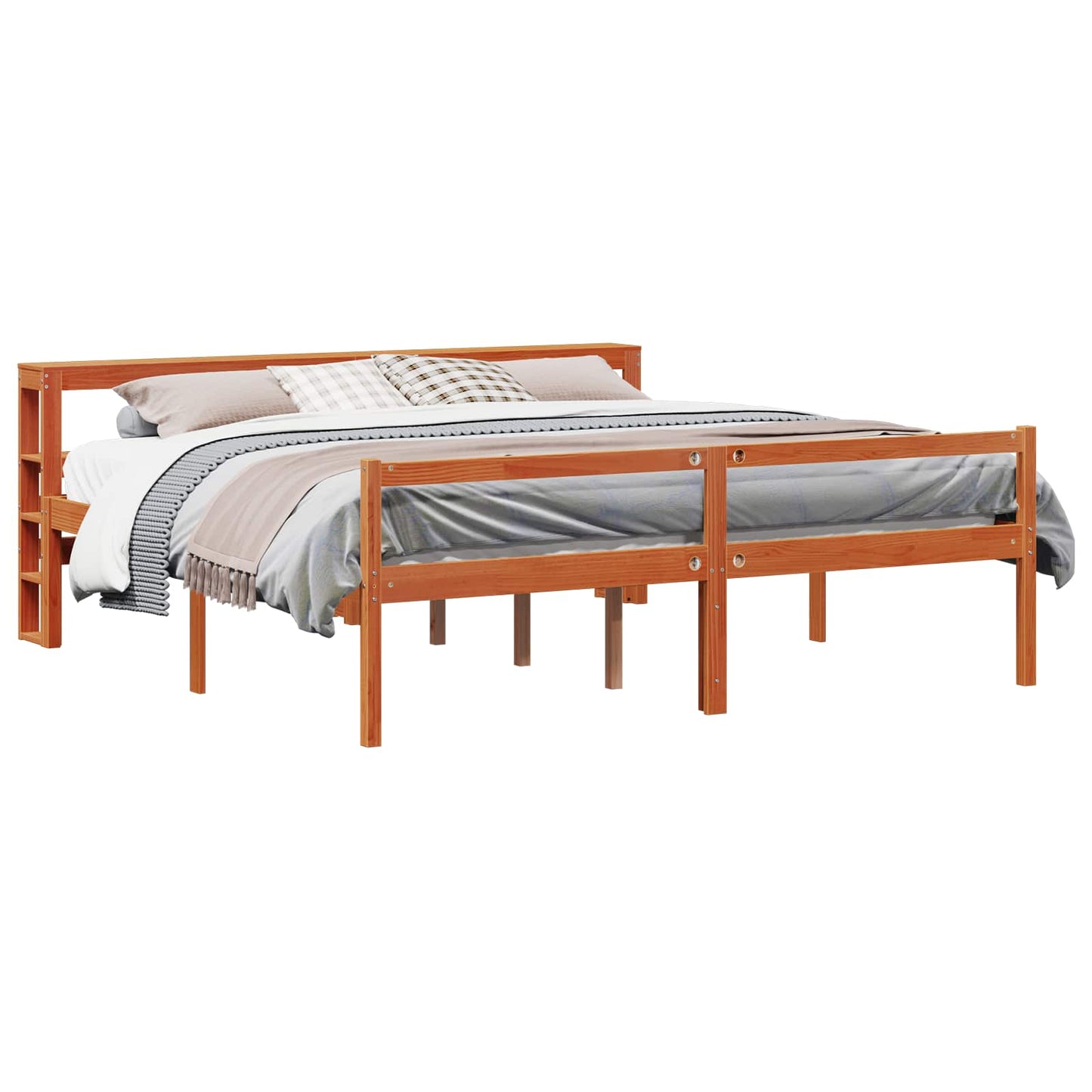 Bed Frame with Headboard 2 pcs Wax Brown Solid Pine Wood