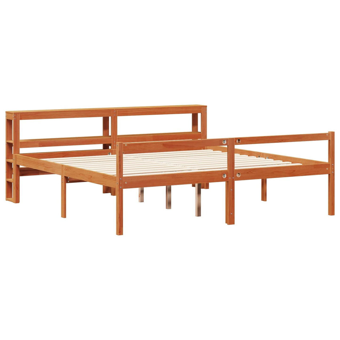 Bed Frame with Headboard 2 pcs Wax Brown Solid Pine Wood
