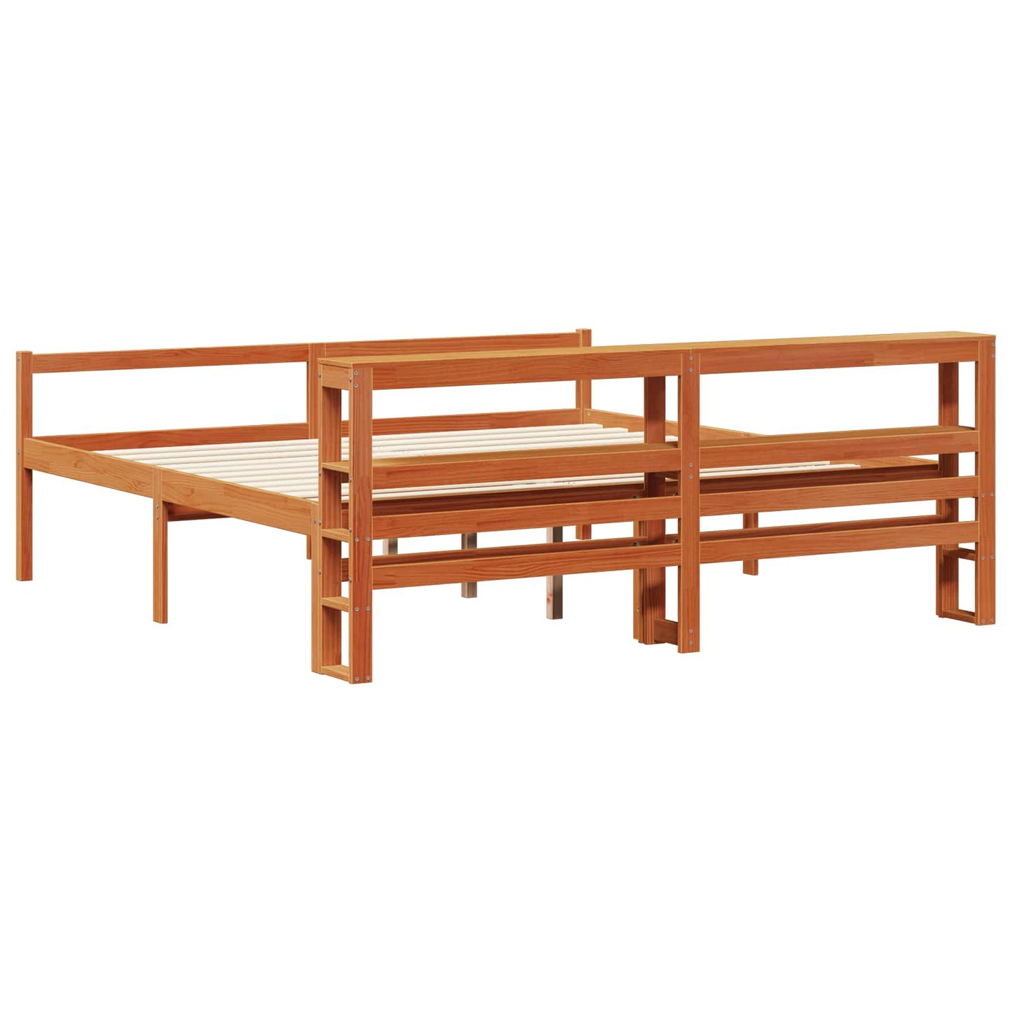 Bed Frame with Headboard 2 pcs Wax Brown Solid Pine Wood