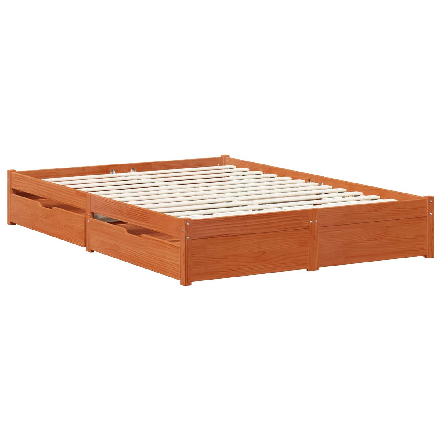 Bed Frame with Drawer Wax Brown 150 x 200 cm Solid Pine Wood