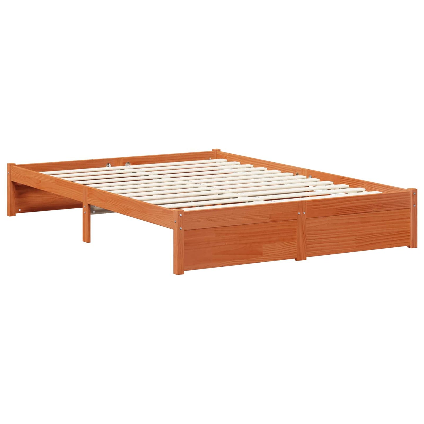 Bed Frame with Drawer Wax Brown 150 x 200 cm Solid Pine Wood