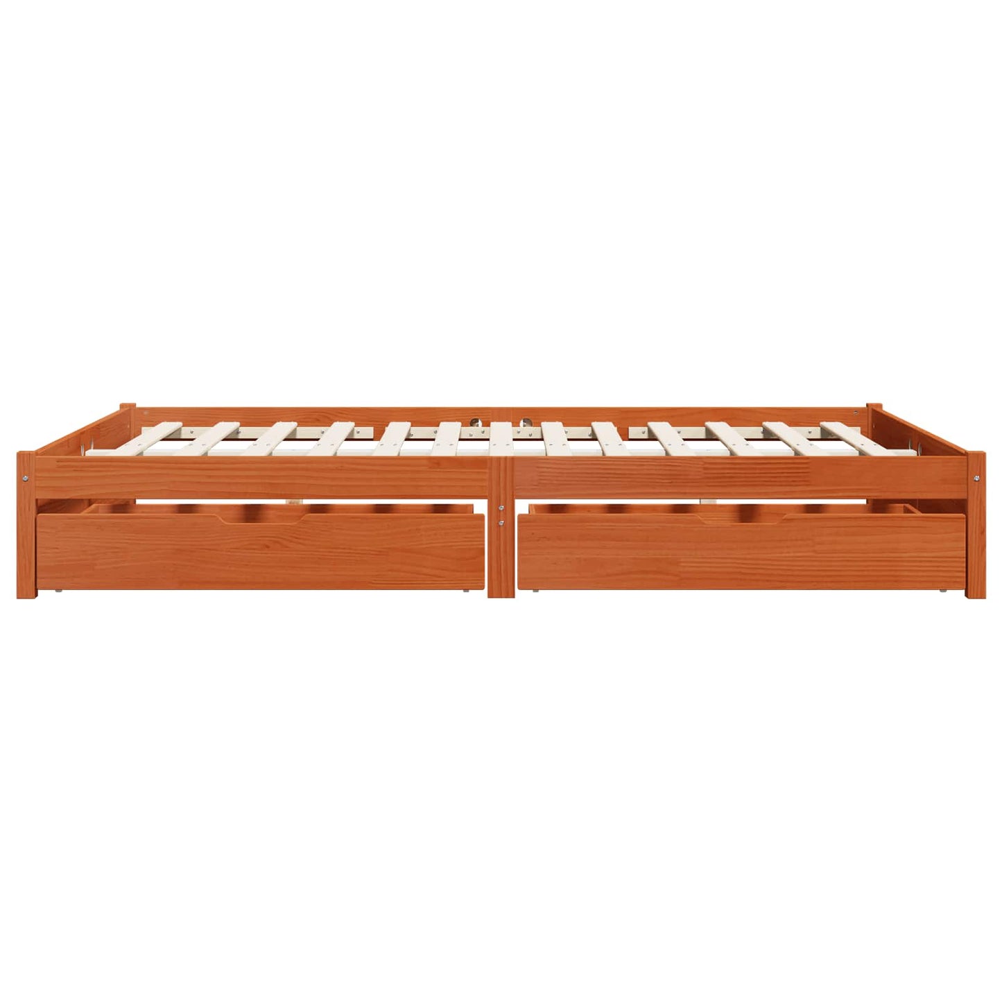 Bed Frame with Drawer Wax Brown 150 x 200 cm Solid Pine Wood
