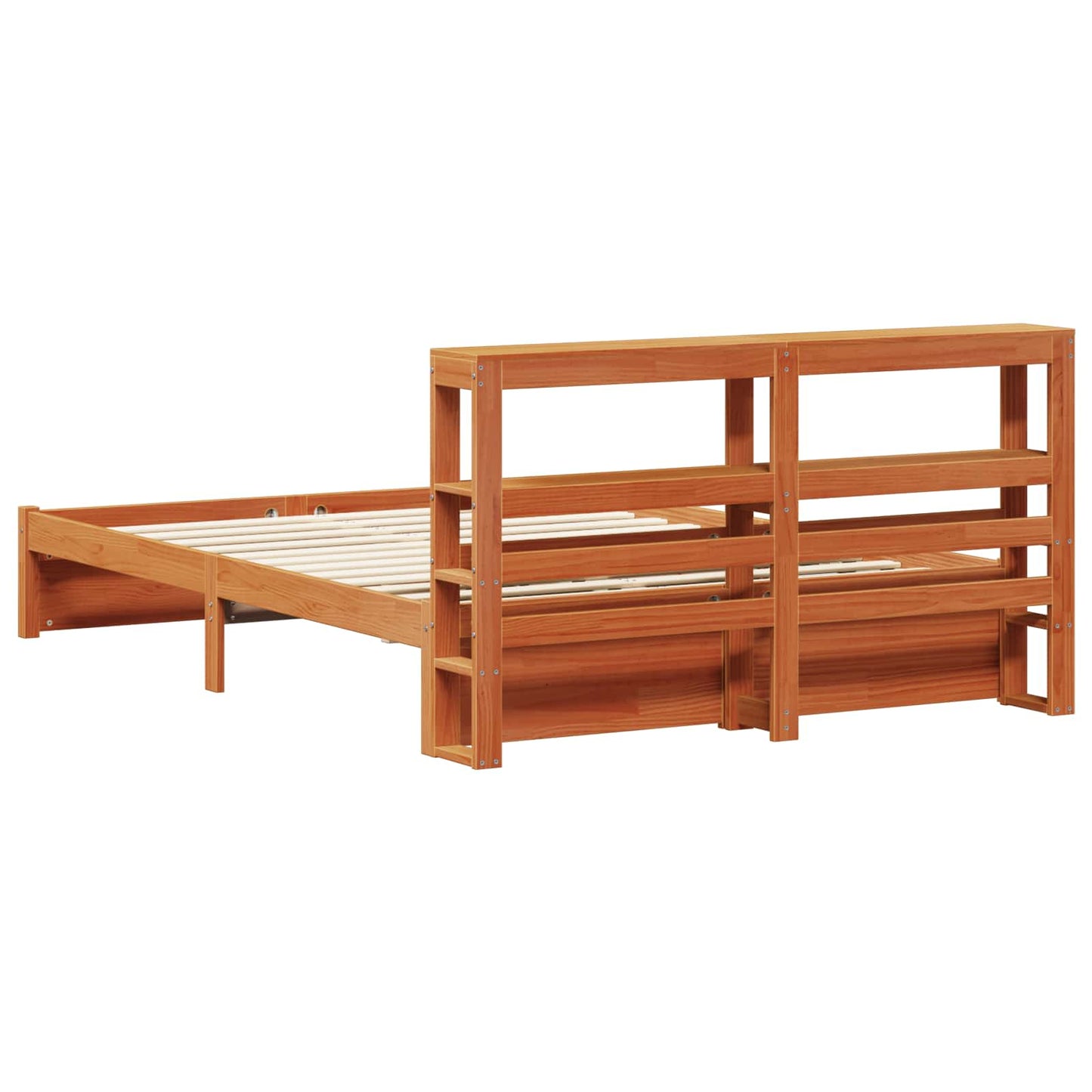 Bed Frame with Headboard Wax Brown 140 x 200 cm Solid Pine Wood