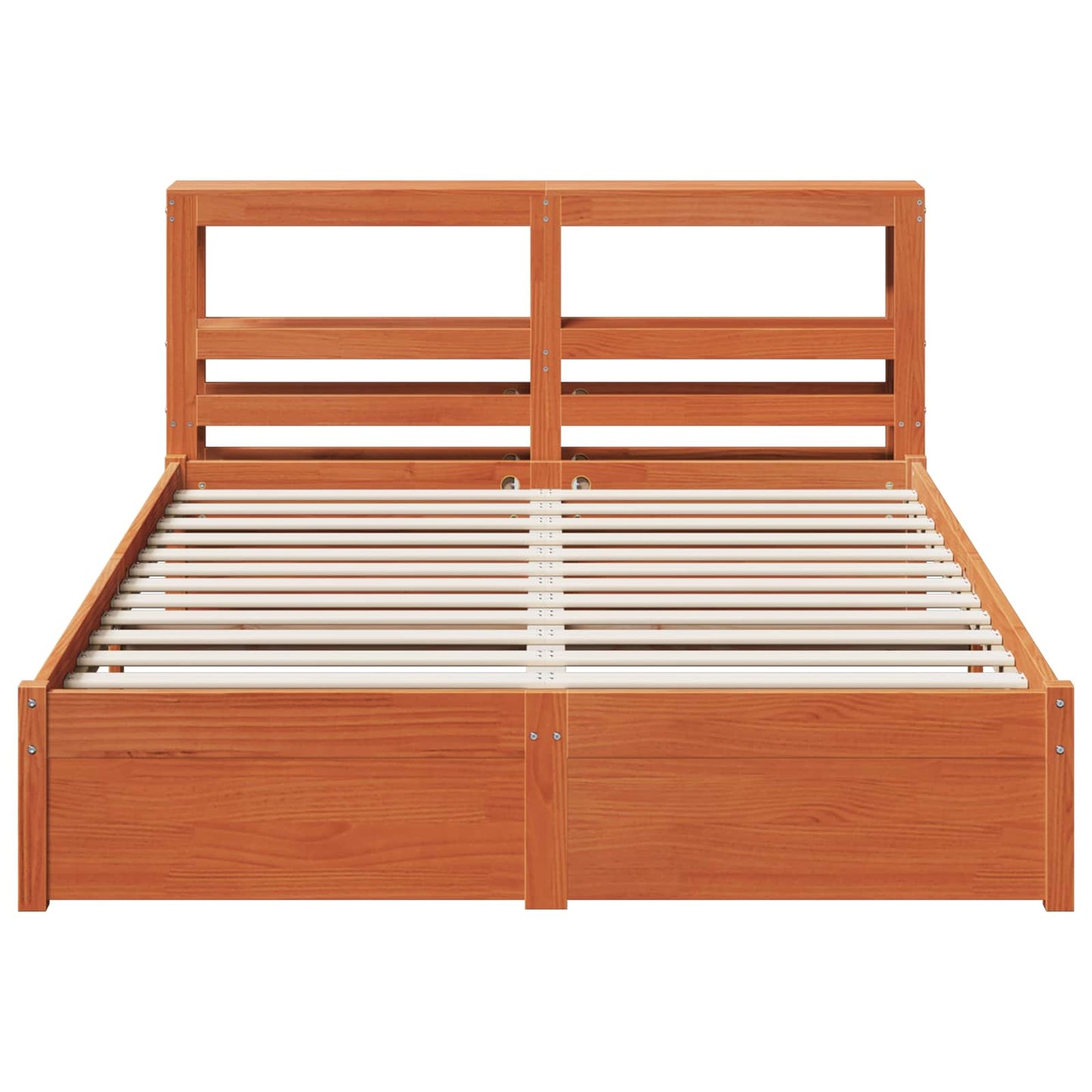 Bed Frame with Headboard Wax Brown 140 x 200 cm Solid Pine Wood