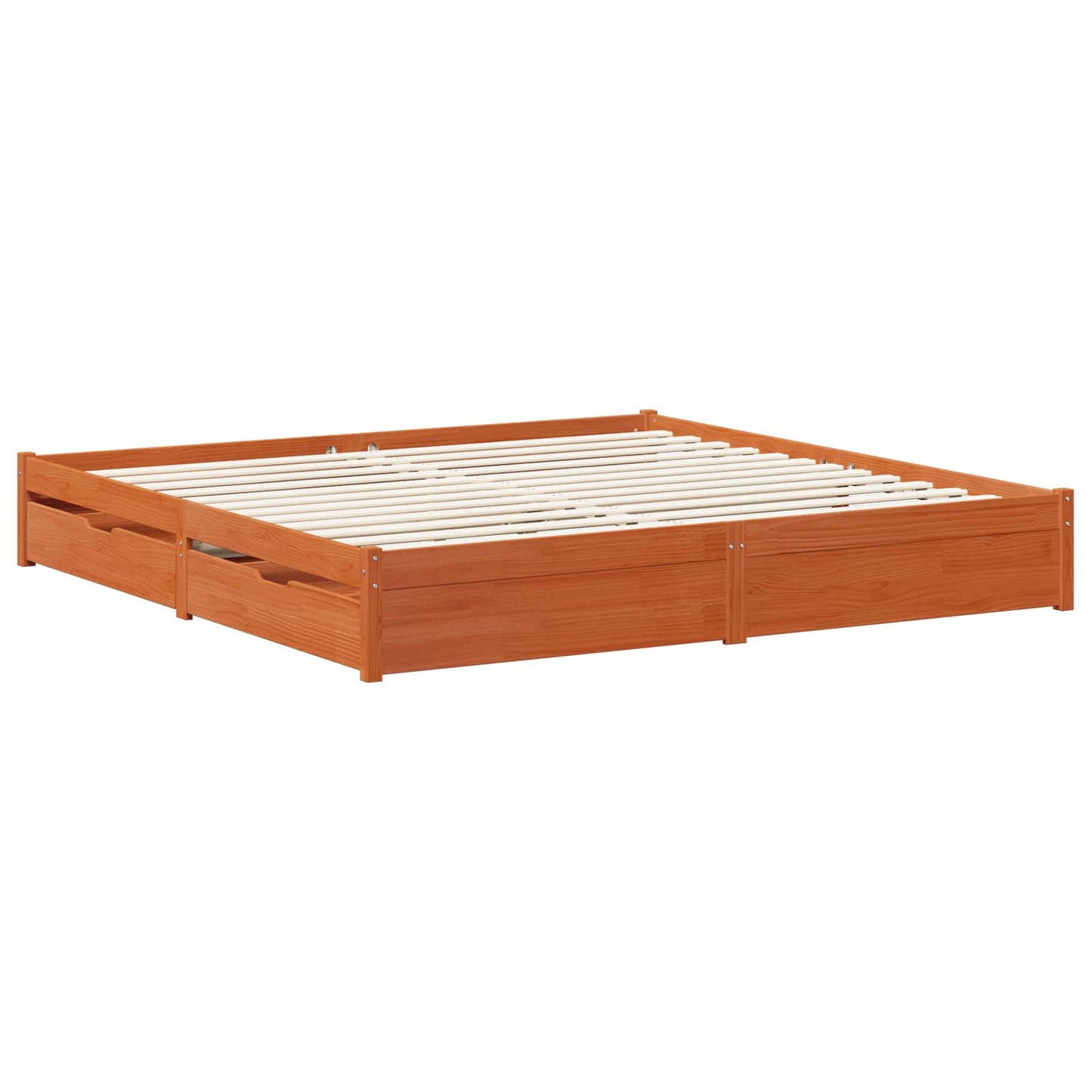 Bed Frame with Drawer Wax Brown 180 x 200 cm Solid Pine Wood