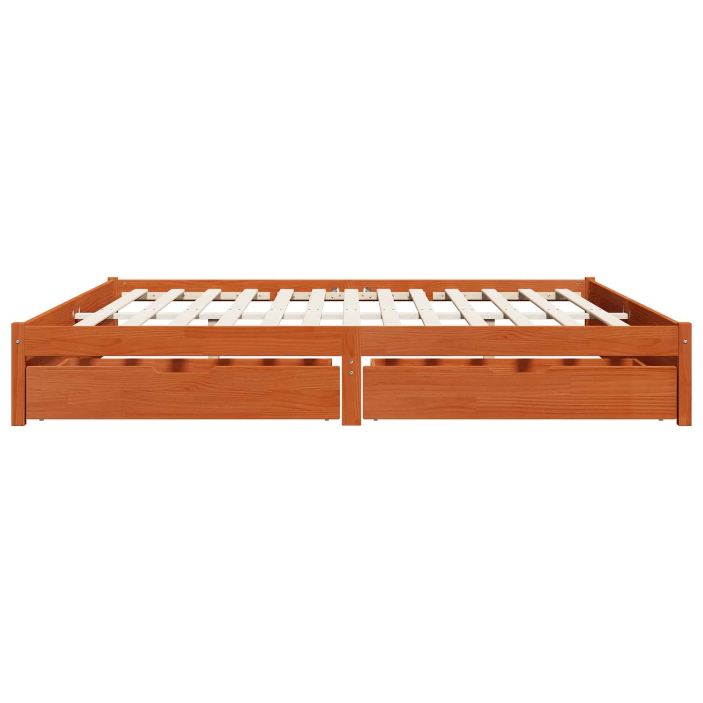 Bed Frame with Drawer Wax Brown 180 x 200 cm Solid Pine Wood