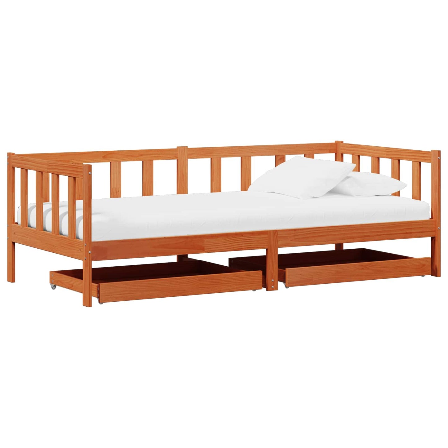 Day bed with Headboard 3 pcs Wax Brown Solid Pine Wood